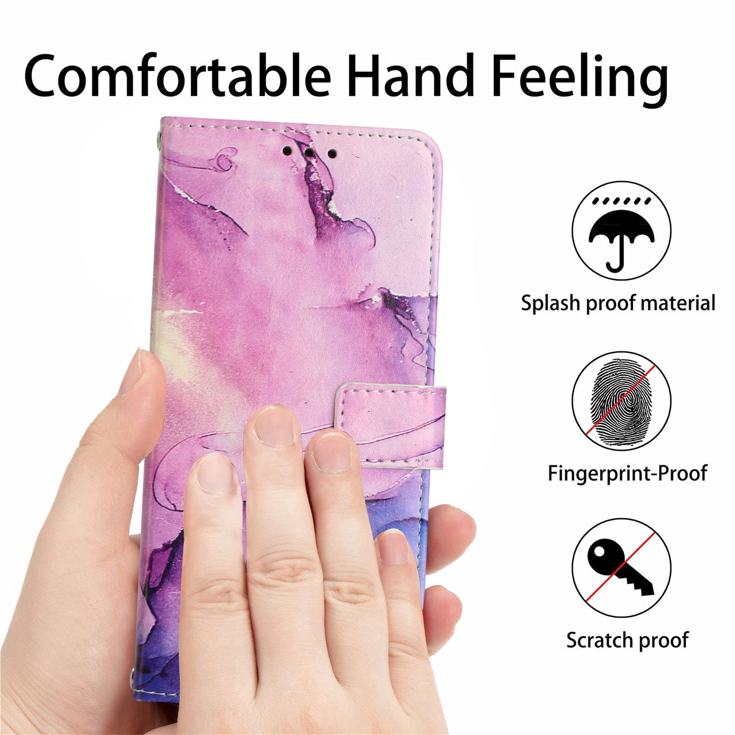 For Xiaomi Redmi Note 15 Pro 4G (Global) Stand Case Marble Pattern PU Leather Wallet Phone Cover - Purple