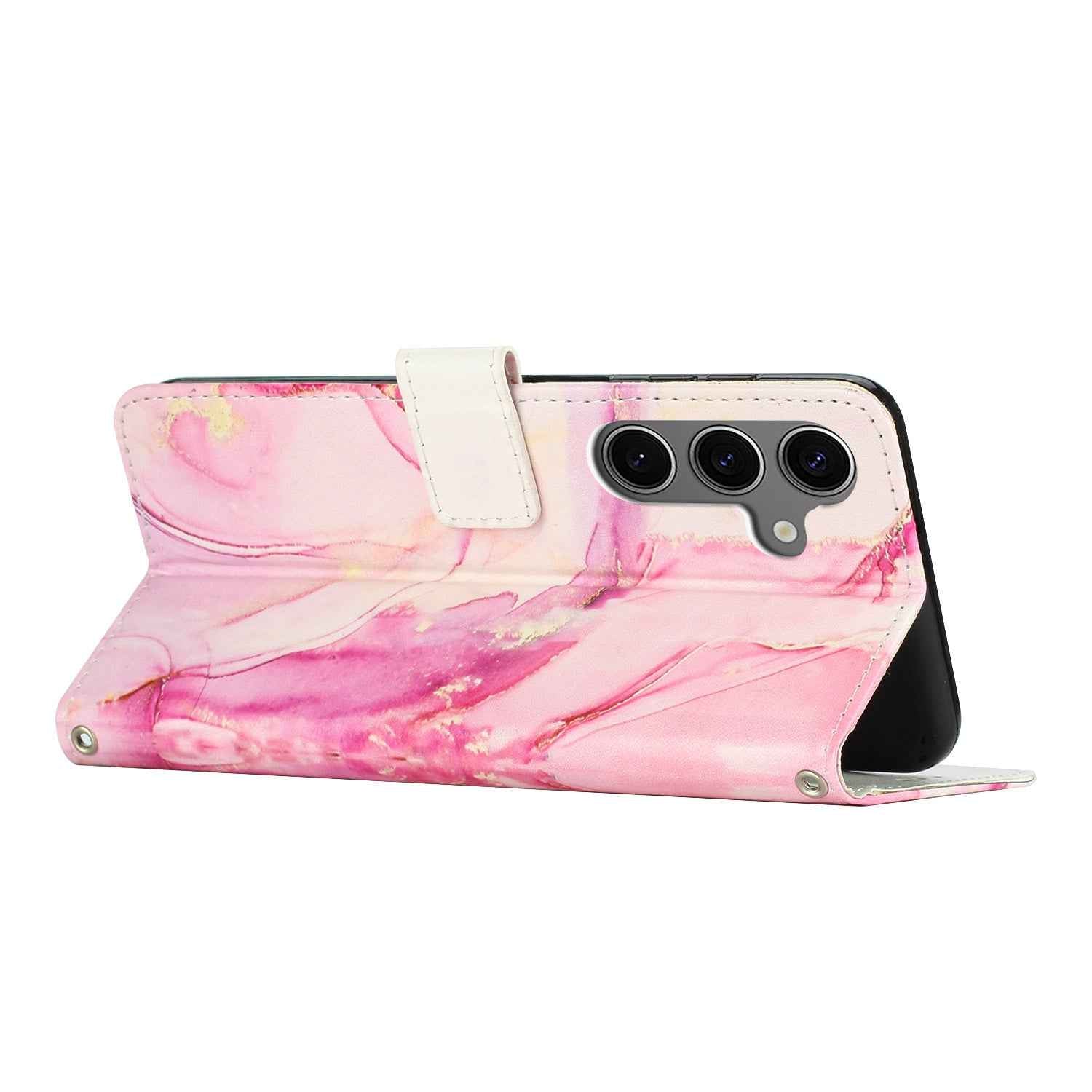 For Samsung Galaxy A57 5G Stand Case Marble Pattern PU Leather Wallet Phone Cover - Rose Gold