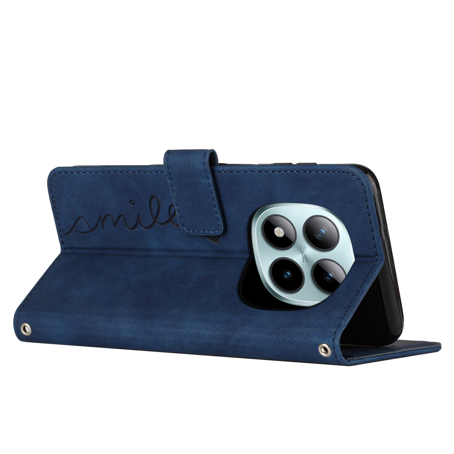 For Xiaomi Redmi Note 15 Pro 4G (Global) Stand Case PU Leather Phone Cover Imprinted Heart Pattern - Blue