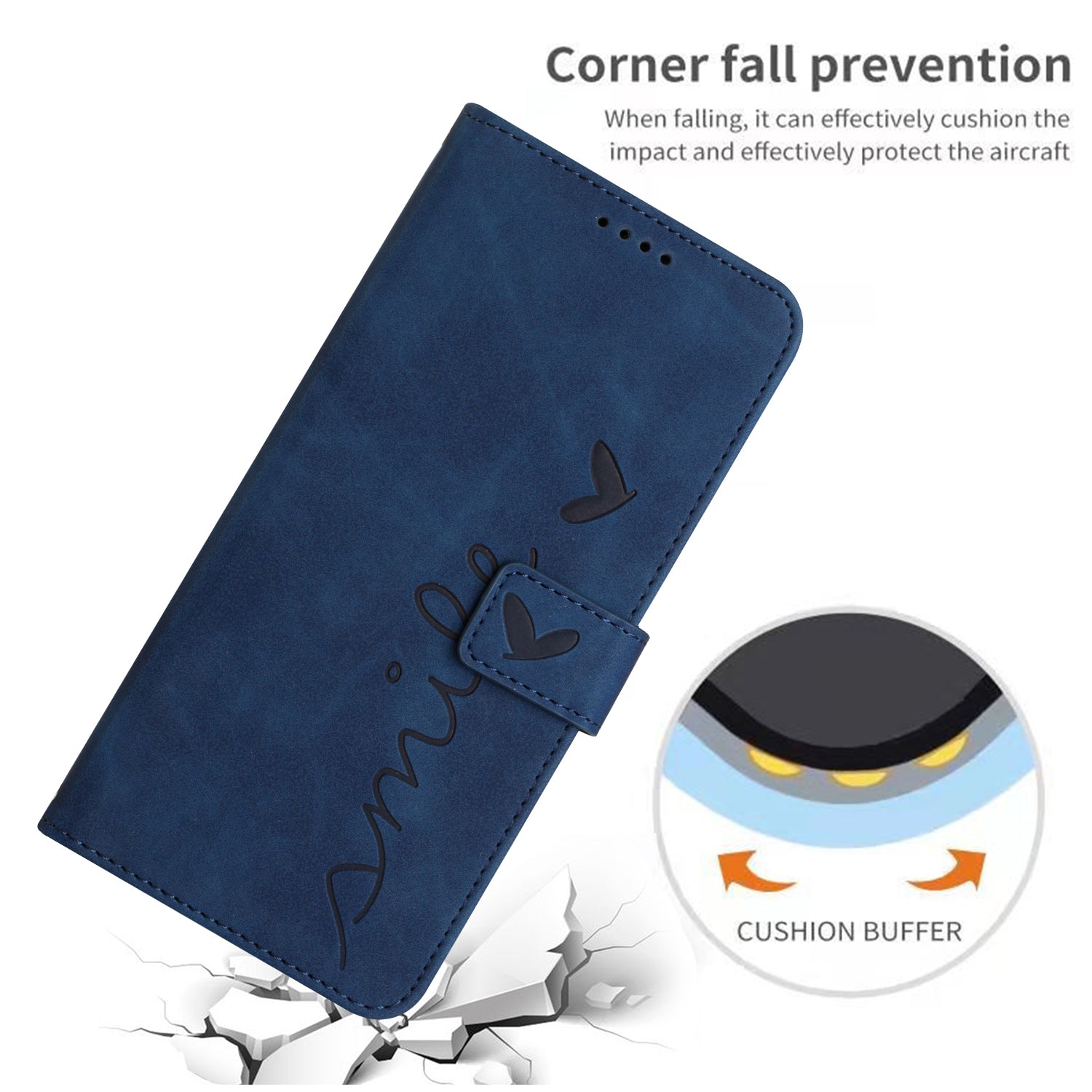 For Xiaomi Redmi Note 15 Pro 4G (Global) Stand Case PU Leather Phone Cover Imprinted Heart Pattern - Blue