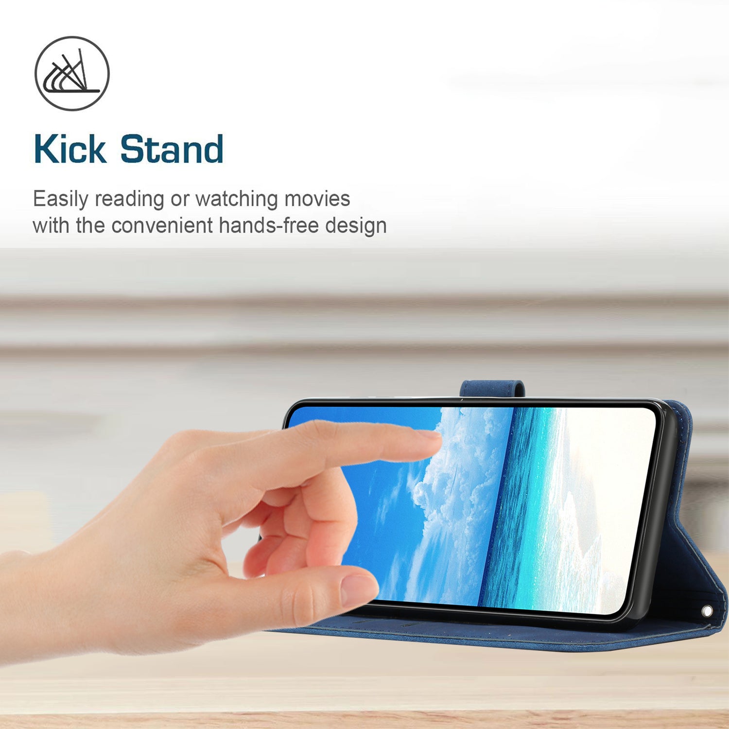 For Xiaomi Redmi Note 15 Pro 4G (Global) Stand Case PU Leather Phone Cover Imprinted Heart Pattern - Blue