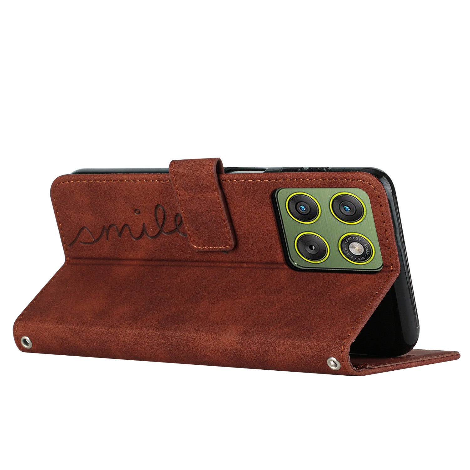 For Motorola Edge 70 5G Stand Case PU Leather Phone Cover Imprinted Heart Pattern - Brown