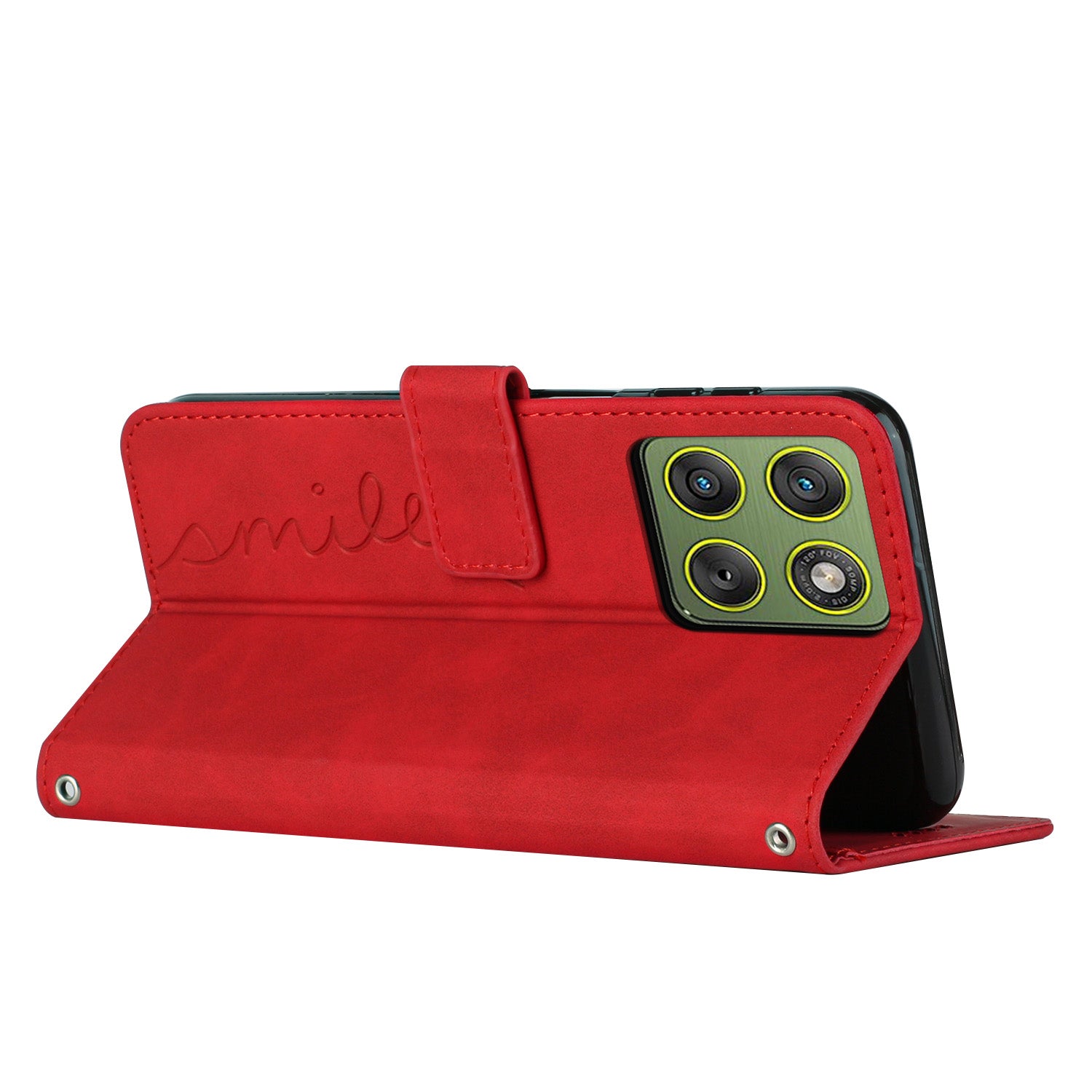 For Motorola Edge 70 5G Stand Case PU Leather Phone Cover Imprinted Heart Pattern - Red