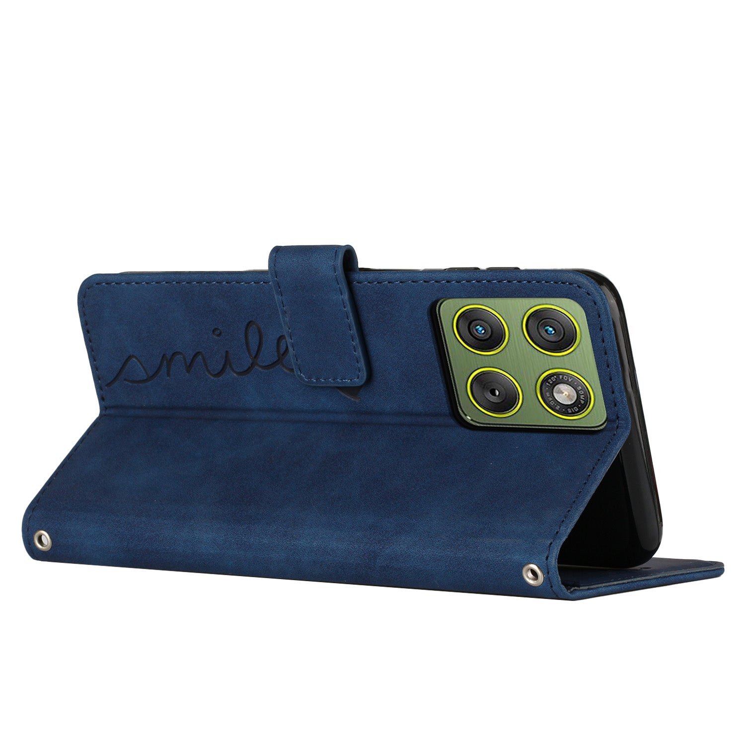 For Motorola Edge 70 5G Stand Case PU Leather Phone Cover Imprinted Heart Pattern - Blue