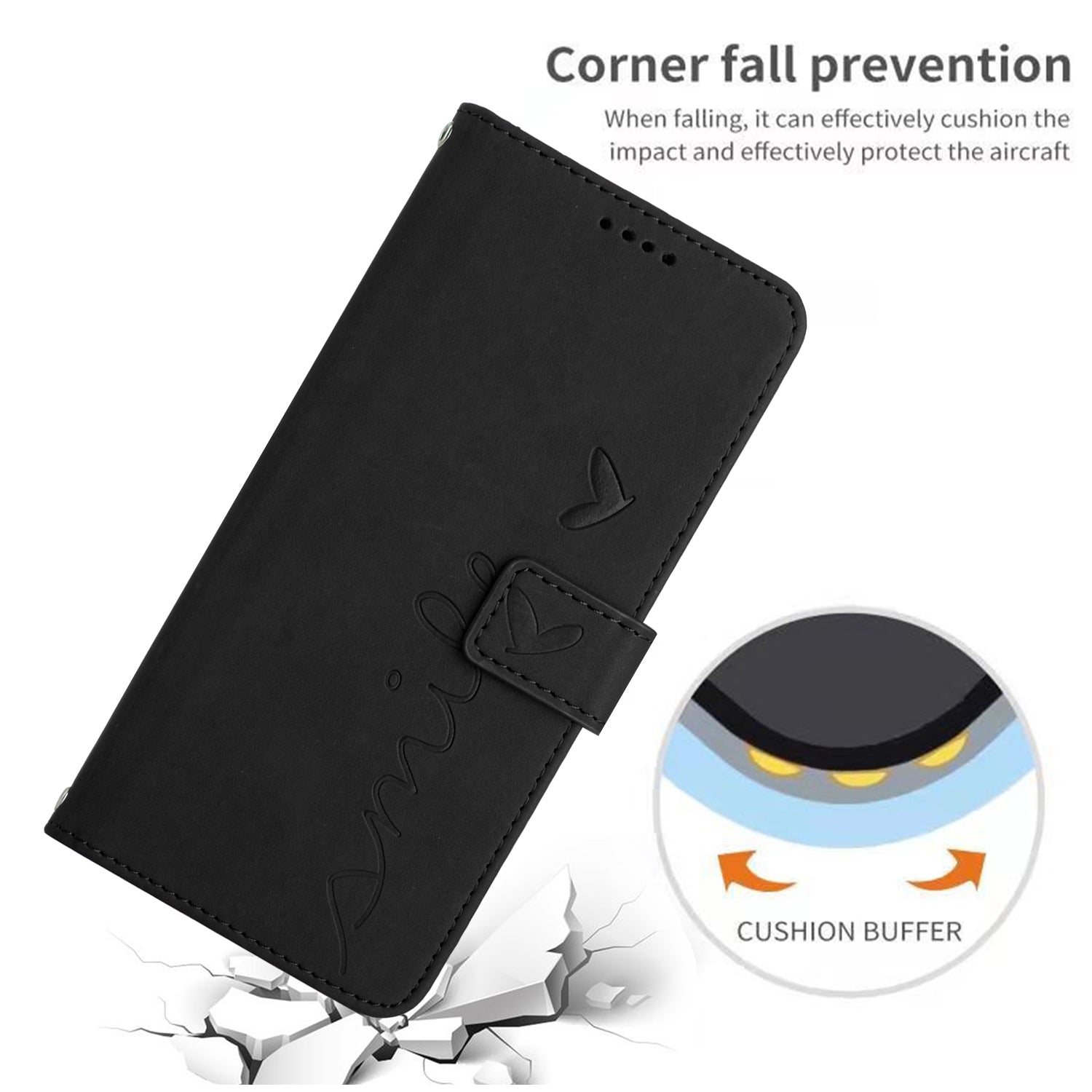 For Motorola Edge 70 5G Stand Case PU Leather Phone Cover Imprinted Heart Pattern - Black