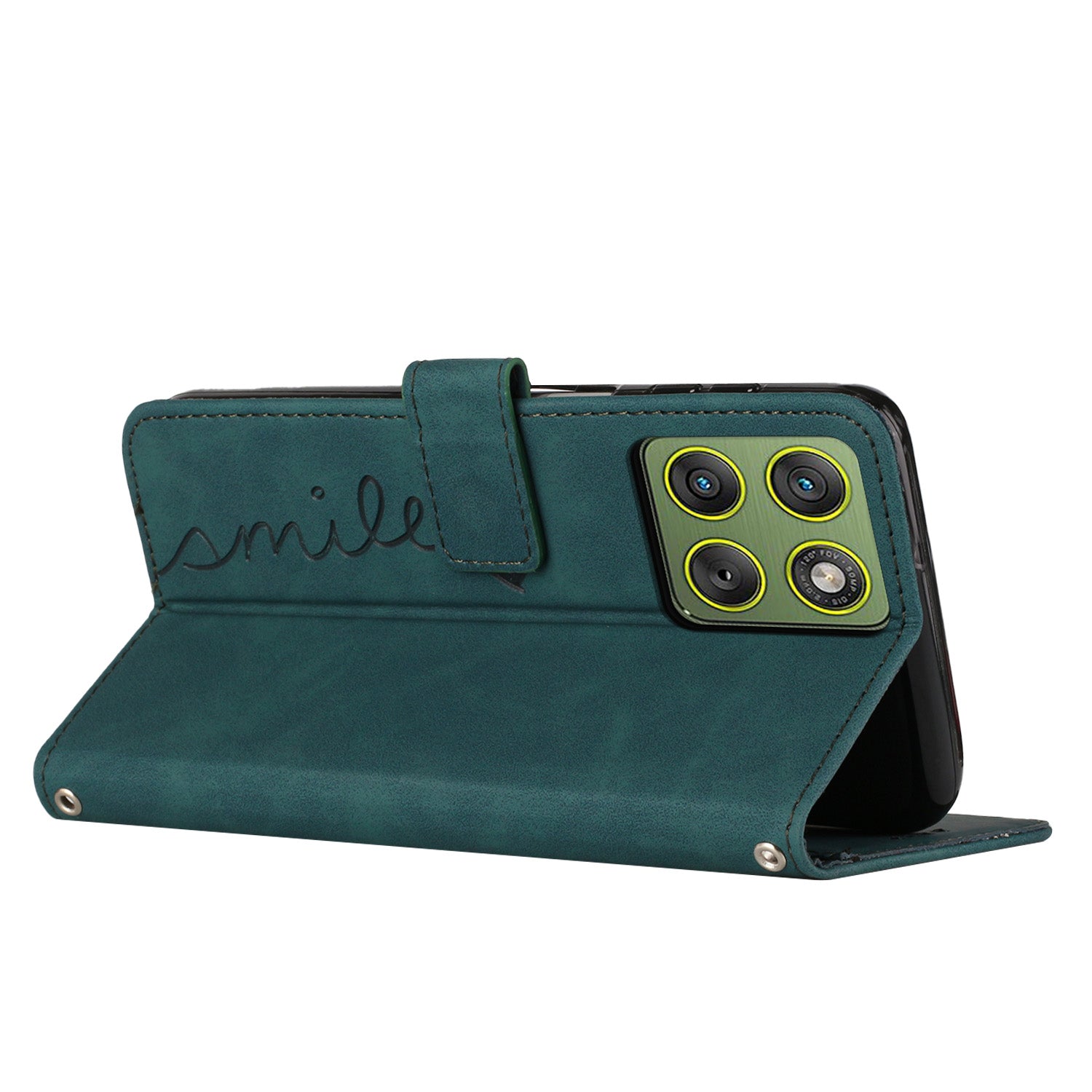 For Motorola Edge 70 5G Stand Case PU Leather Phone Cover Imprinted Heart Pattern - Green