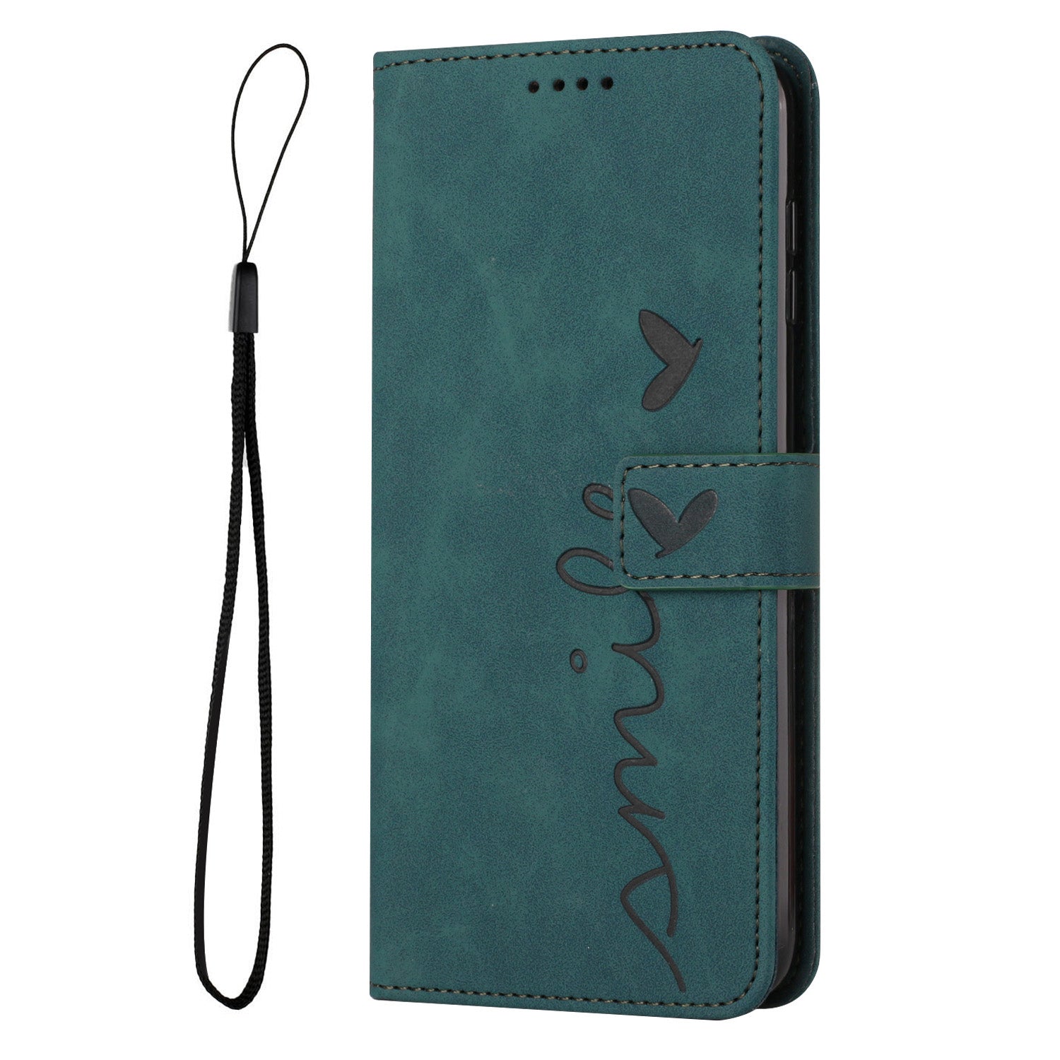 For Motorola Edge 70 5G Stand Case PU Leather Phone Cover Imprinted Heart Pattern - Green