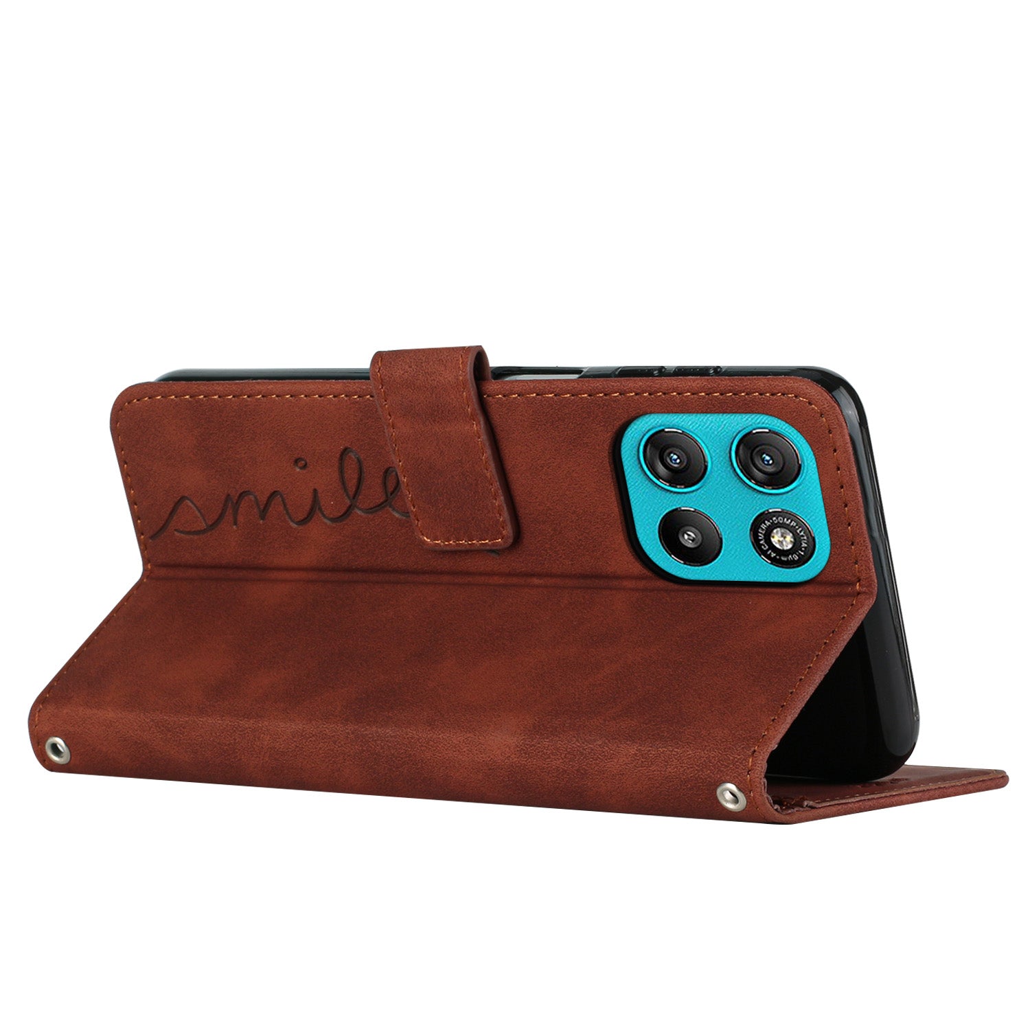For Motorola Moto G57 Power 5G / Motorola Moto G67 Power 5G / Motorola Moto G100 5G (2025) / Motorola Moto G57 5G Stand Case PU Leather Phone Cover Imprinted Heart Pattern - Brown