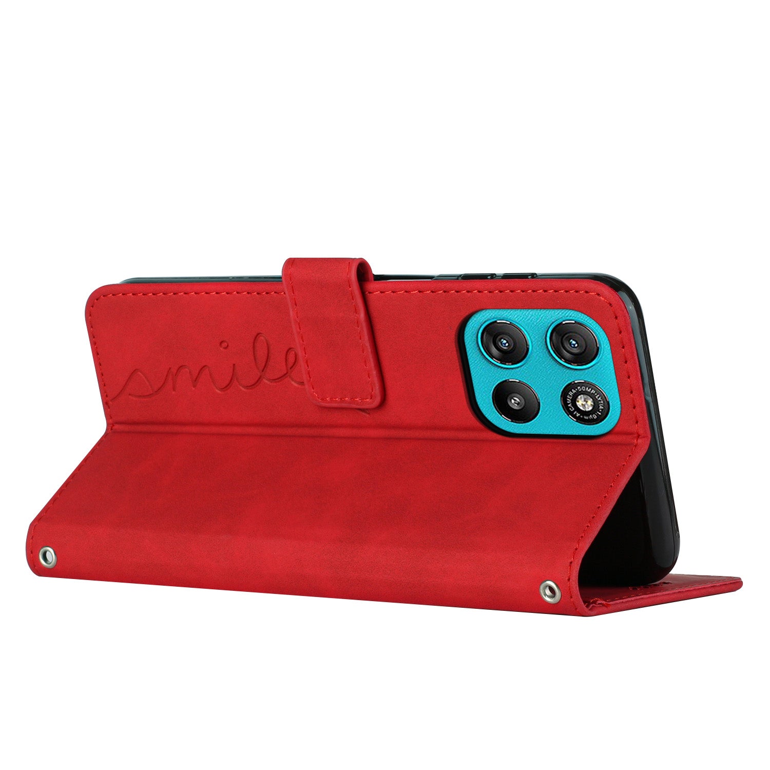 For Motorola Moto G57 Power 5G / Motorola Moto G67 Power 5G / Motorola Moto G100 5G (2025) / Motorola Moto G57 5G Stand Case PU Leather Phone Cover Imprinted Heart Pattern - Red