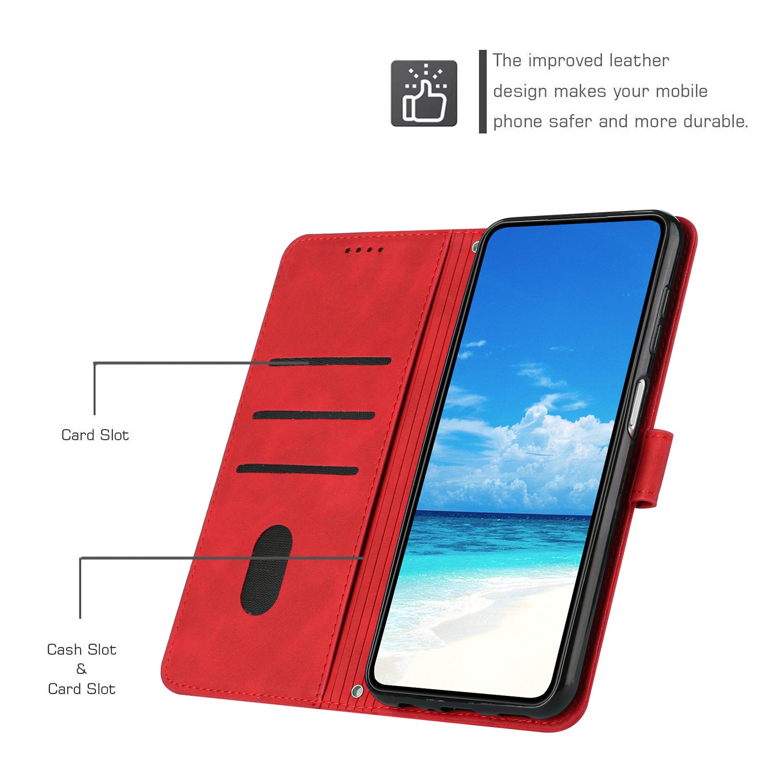 For Motorola Moto G57 Power 5G / Motorola Moto G67 Power 5G / Motorola Moto G100 5G (2025) / Motorola Moto G57 5G Stand Case PU Leather Phone Cover Imprinted Heart Pattern - Red