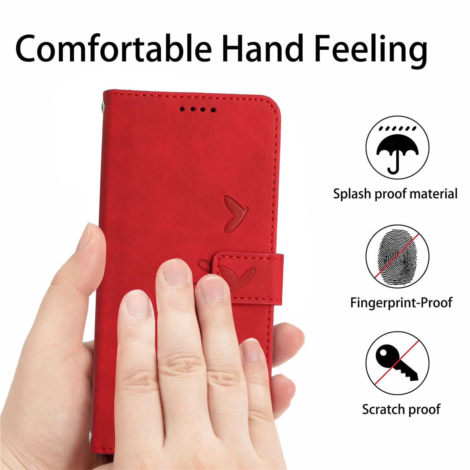 For Motorola Moto G57 Power 5G / Motorola Moto G67 Power 5G / Motorola Moto G100 5G (2025) / Motorola Moto G57 5G Stand Case PU Leather Phone Cover Imprinted Heart Pattern - Red