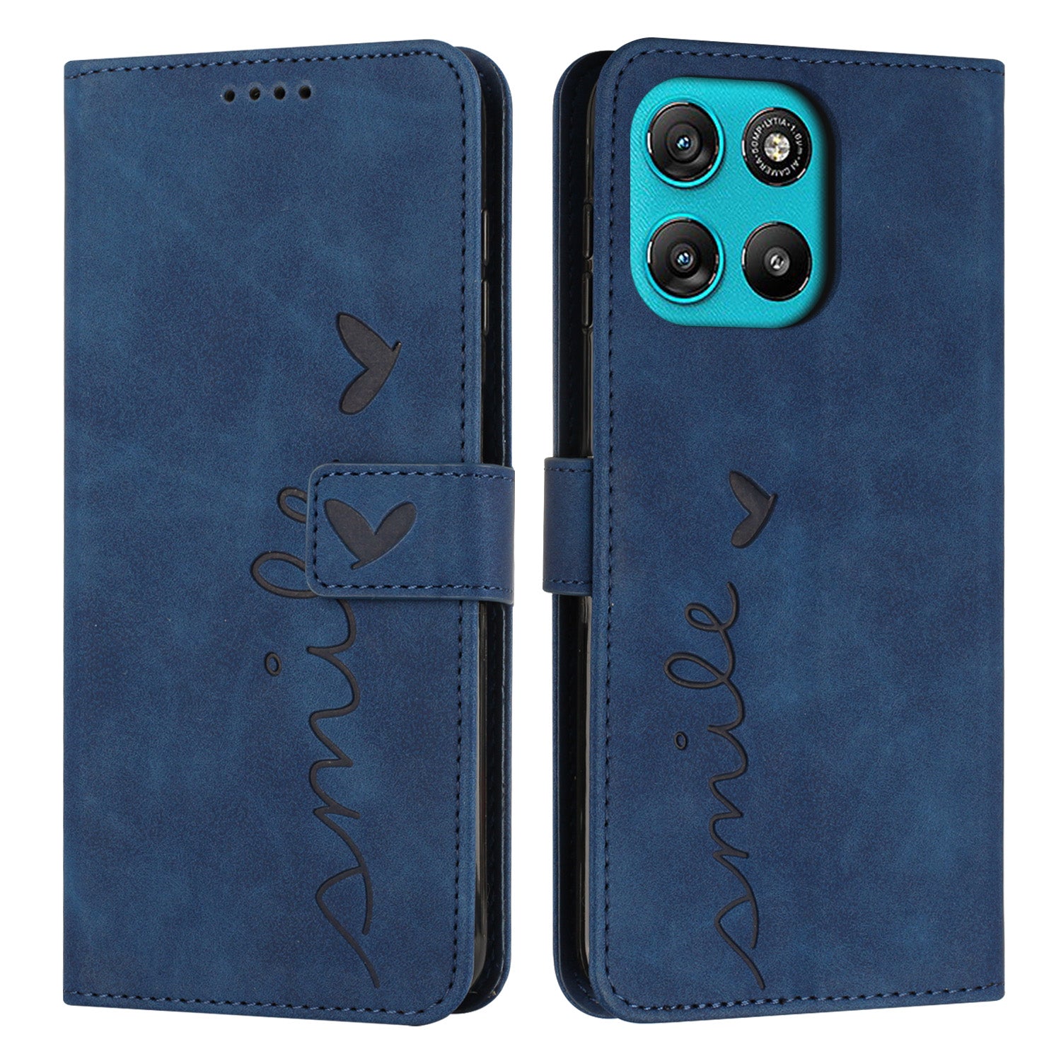 For Motorola Moto G57 Power 5G / Motorola Moto G67 Power 5G / Motorola Moto G100 5G (2025) / Motorola Moto G57 5G Stand Case PU Leather Phone Cover Imprinted Heart Pattern - Blue