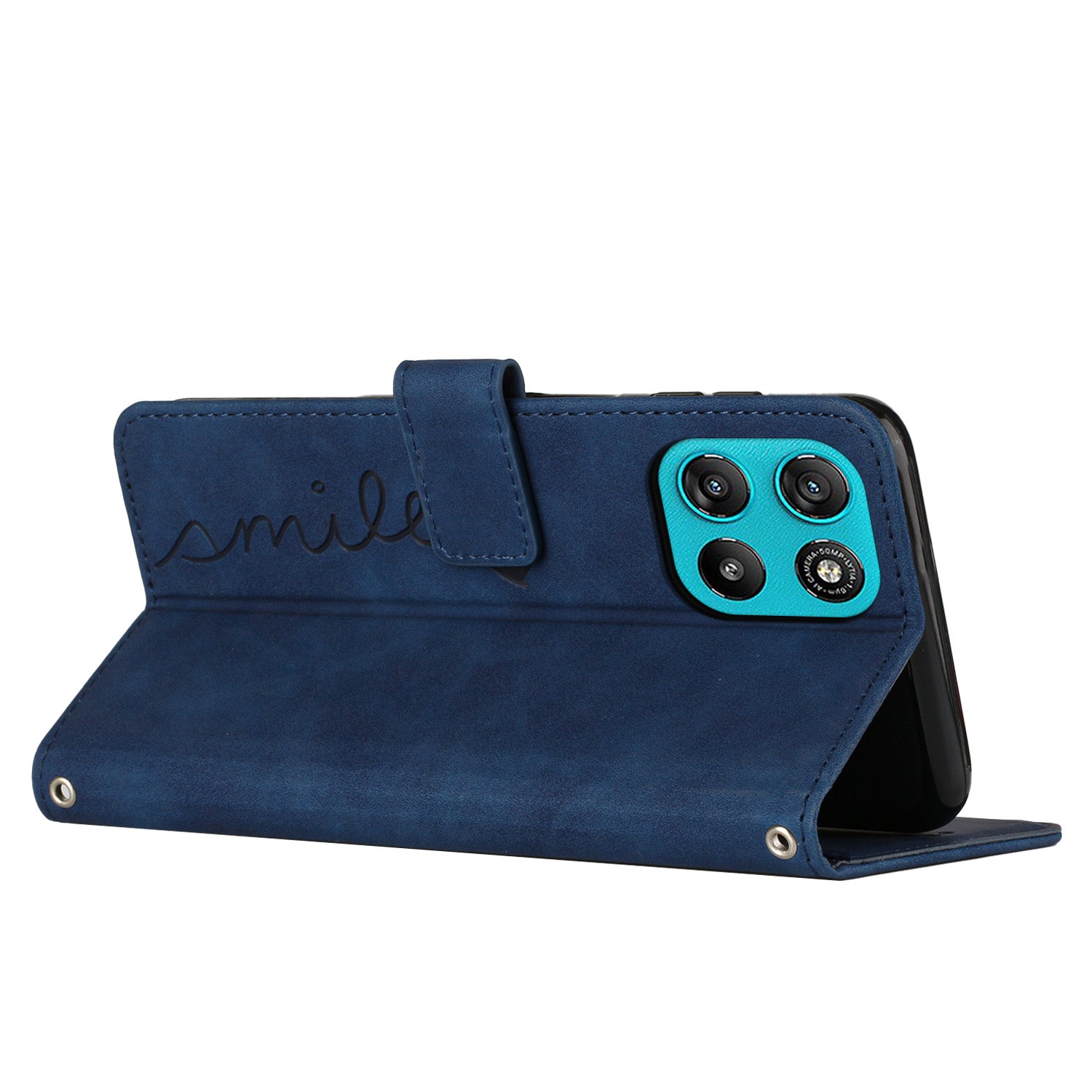 For Motorola Moto G57 Power 5G / Motorola Moto G67 Power 5G / Motorola Moto G100 5G (2025) / Motorola Moto G57 5G Stand Case PU Leather Phone Cover Imprinted Heart Pattern - Blue