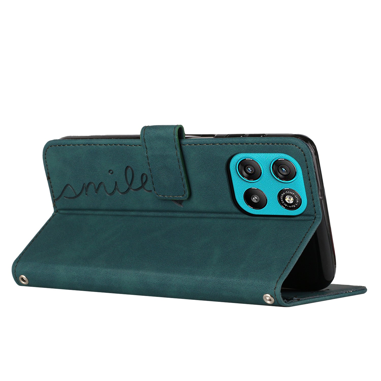 For Motorola Moto G57 Power 5G / Motorola Moto G67 Power 5G / Motorola Moto G100 5G (2025) / Motorola Moto G57 5G Stand Case PU Leather Phone Cover Imprinted Heart Pattern - Green
