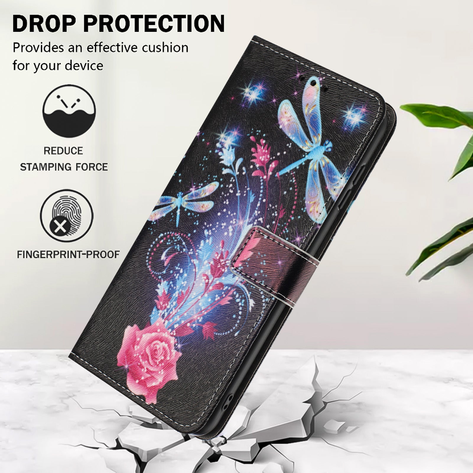 For Motorola Edge 70 5G Wallet Case Pattern Printing PU Leather Phone Cover with Lanyard - Dragonfly