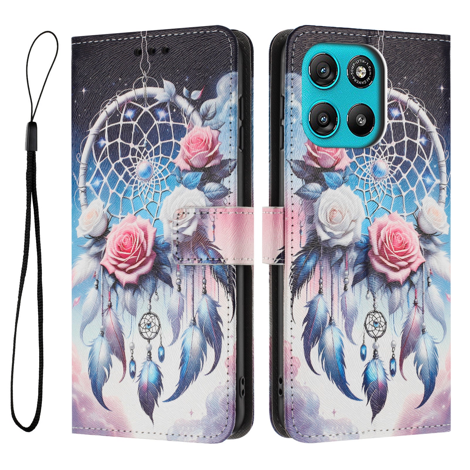 For Motorola Moto G57 Power 5G / Motorola Moto G57 5G / Motorola Moto G100 5G (2025) / Motorola Moto G67 Power 5G Wallet Case Pattern Printing PU Leather Phone Cover with Lanyard - Flower Wind Chime