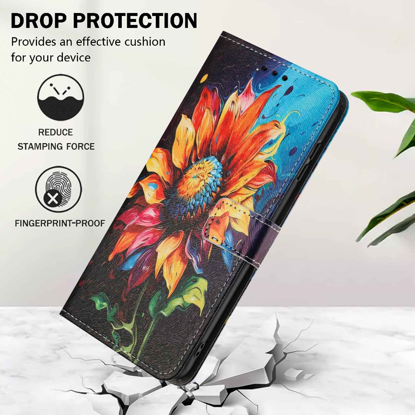 For Samsung Galaxy A57 5G Wallet Case Pattern Printing PU Leather Phone Cover with Lanyard - Sunflower
