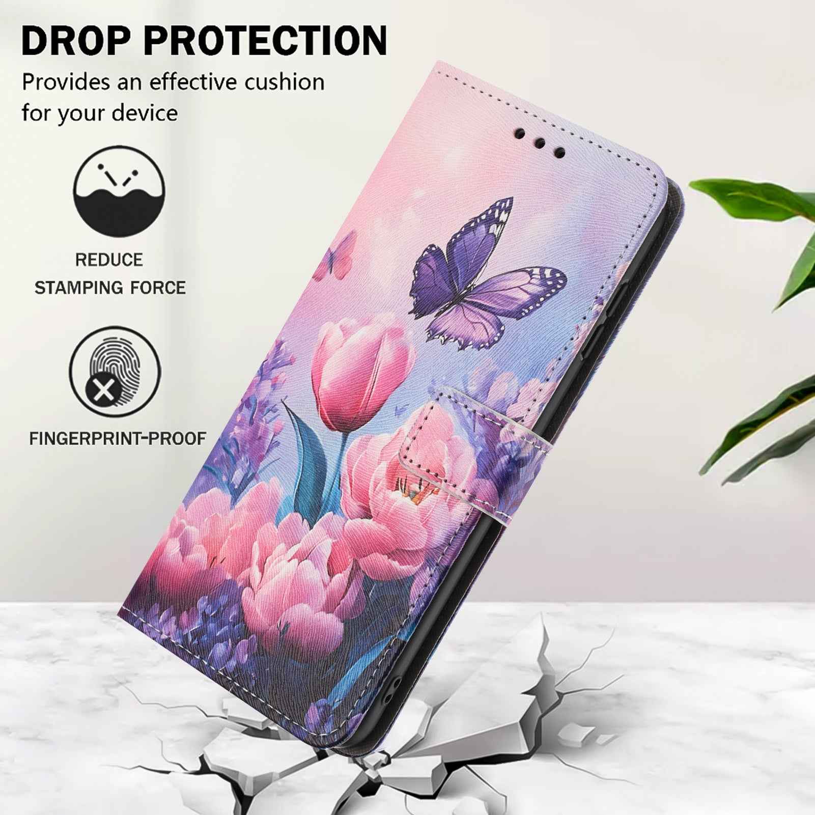 For Samsung Galaxy A57 5G Wallet Case Pattern Printing PU Leather Phone Cover with Lanyard - Pink Flower Butterfly