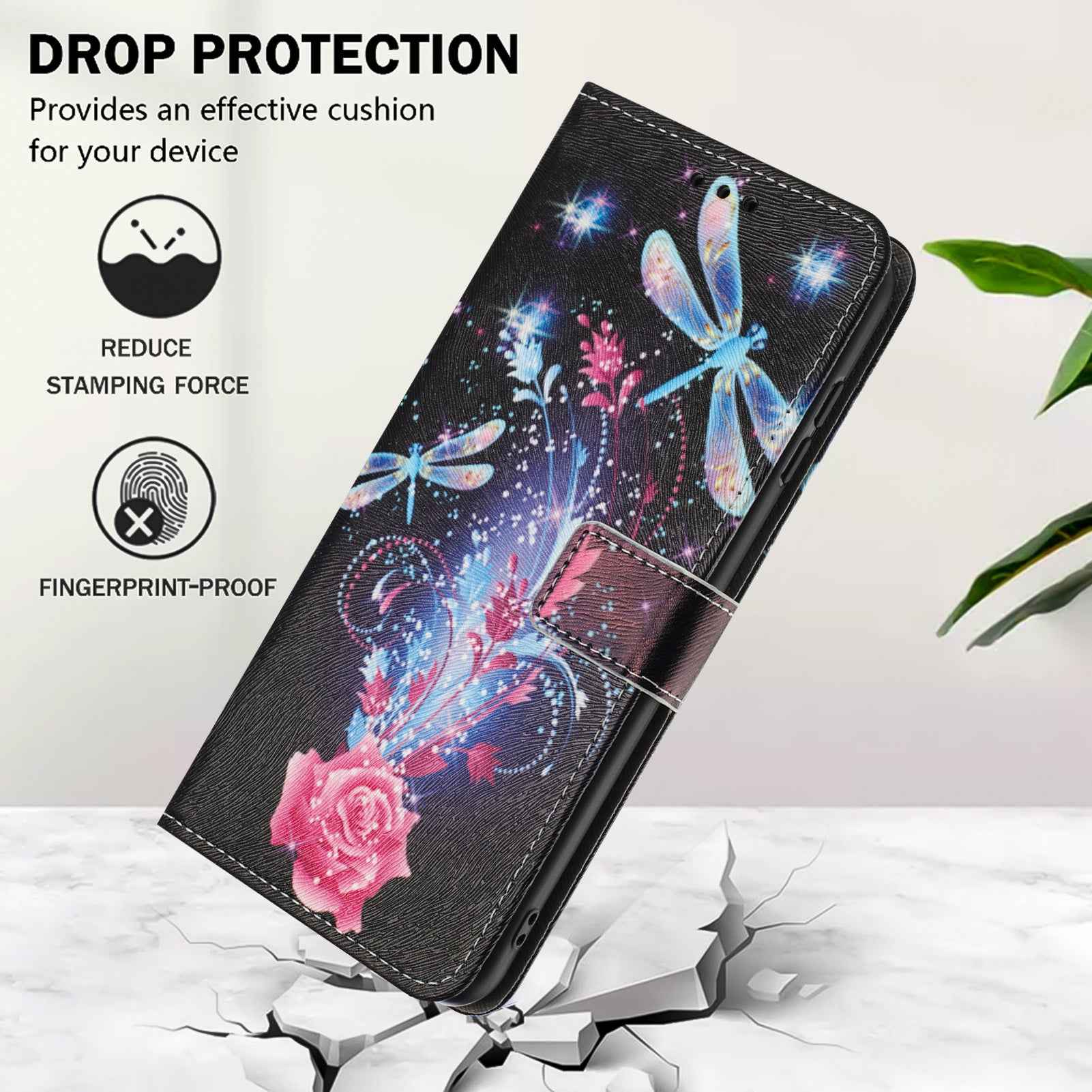 For Samsung Galaxy A57 5G Wallet Case Pattern Printing PU Leather Phone Cover with Lanyard - Dragonfly