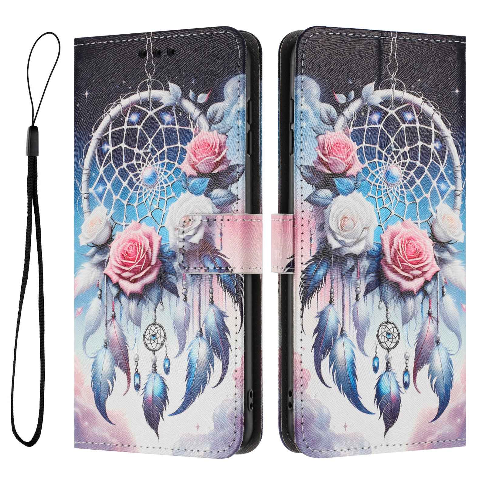 For Samsung Galaxy A57 5G Wallet Case Pattern Printing PU Leather Phone Cover with Lanyard - Flower Wind Chime