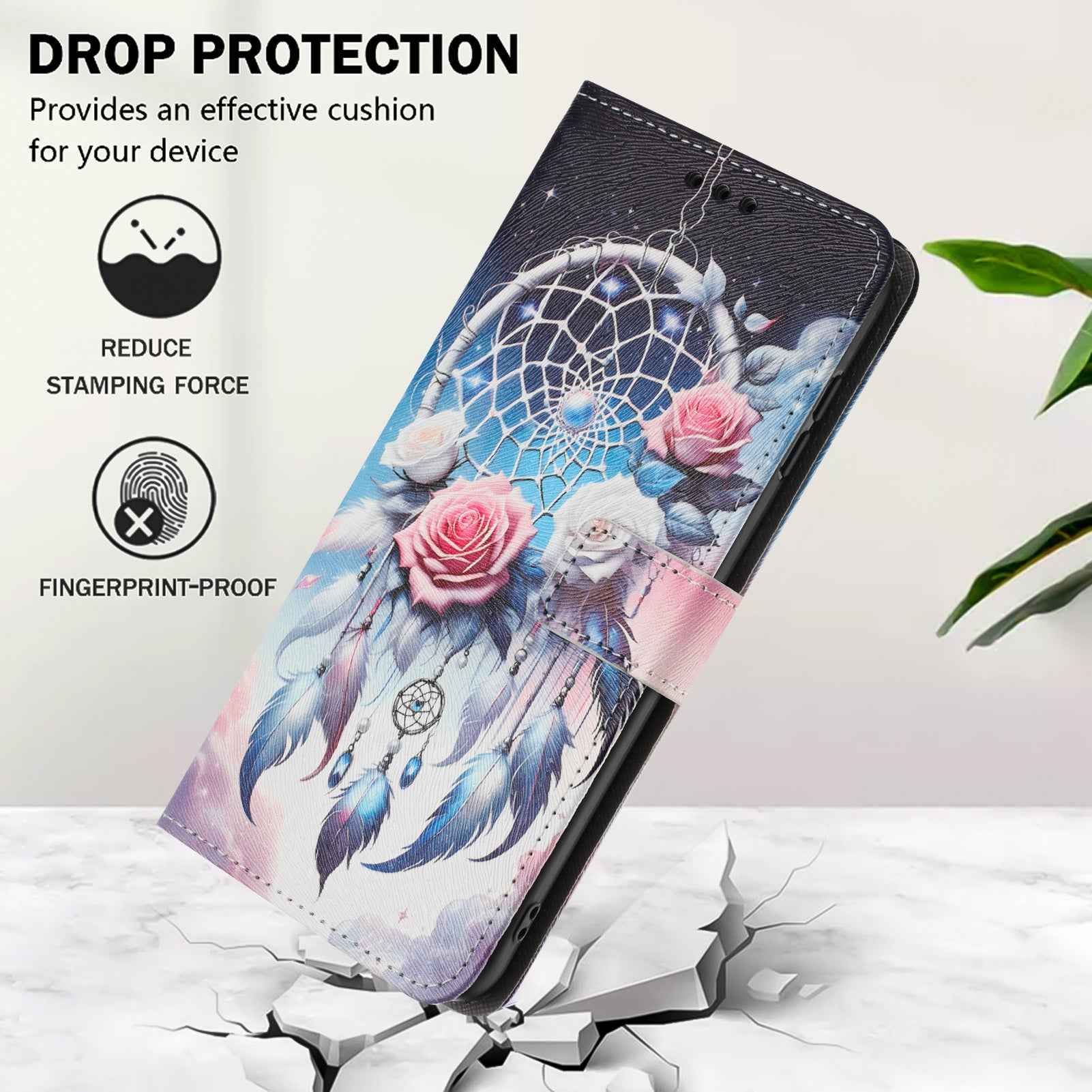 For Samsung Galaxy A57 5G Wallet Case Pattern Printing PU Leather Phone Cover with Lanyard - Flower Wind Chime
