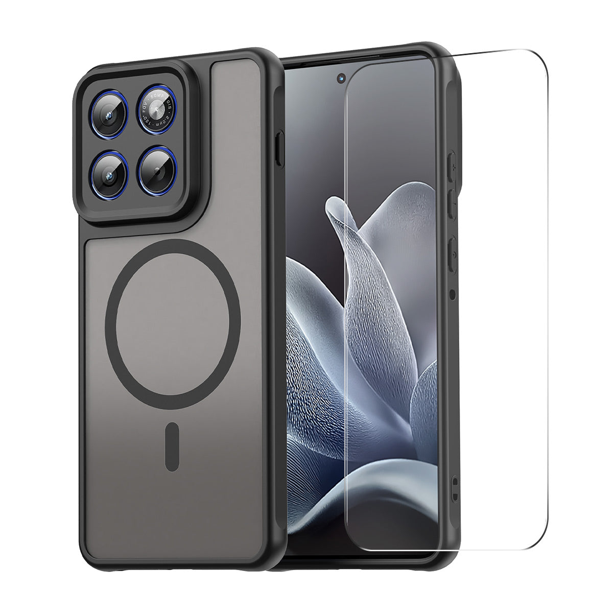 For Motorola Edge 70 5G ENKAY HAT PRINCE Magnetic Case with 9H Tempered Glass PC TPU Matte Phone Cover - Black