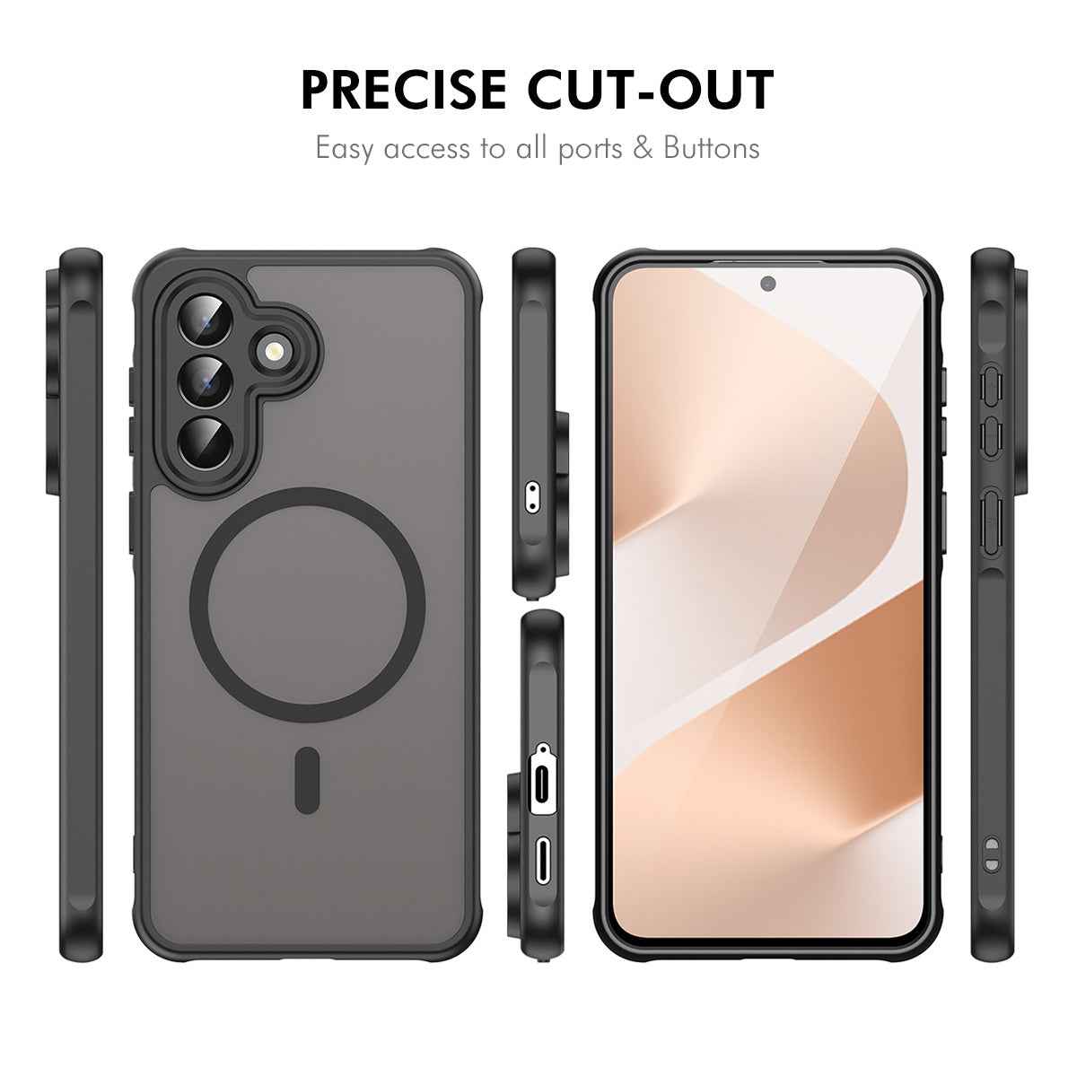 For Samsung Galaxy A57 5G ENKAY HAT PRINCE Magnetic Case with 9H Tempered Glass PC TPU Matte Phone Cover - Green