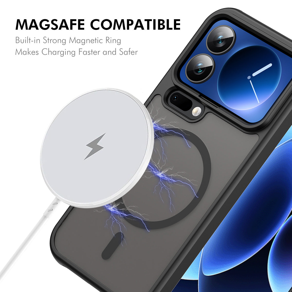 For Xiaomi 17 Pro Max ENKAY HAT PRINCE Magnetic Case with Tempered Glass Support Ultrasonic Unlocking PC TPU Matte Phone Cover - Black