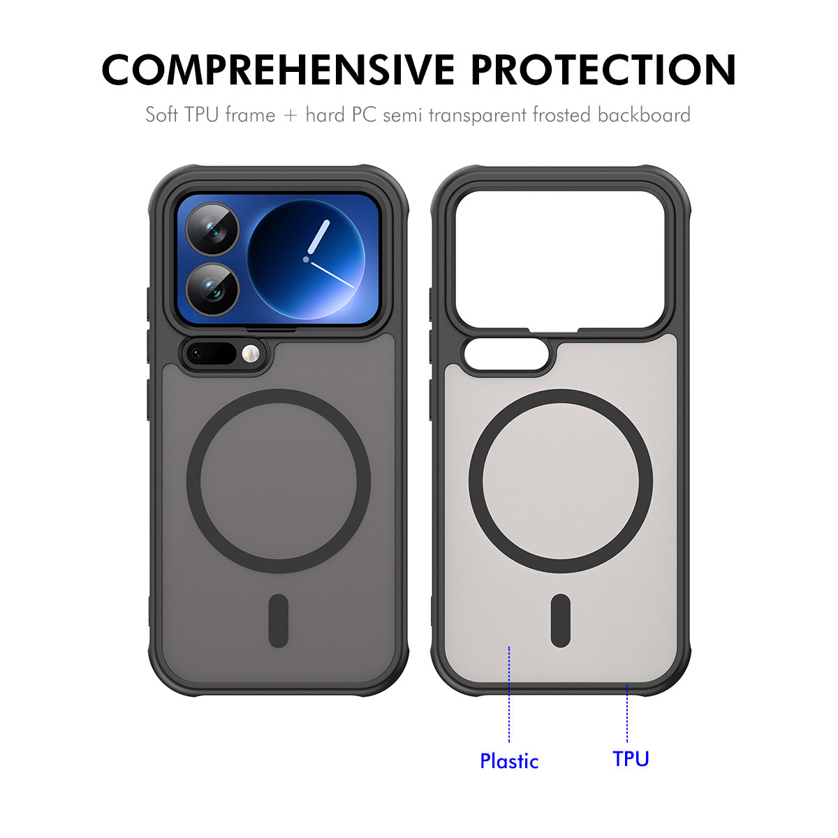 For Xiaomi 17 Pro Max ENKAY HAT PRINCE Magnetic Case with Tempered Glass Support Ultrasonic Unlocking PC TPU Matte Phone Cover - Purple