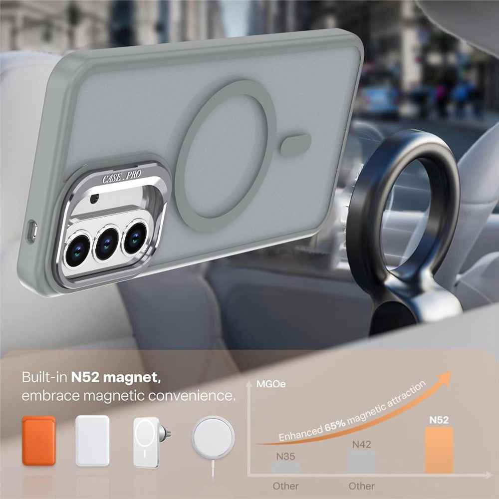 For Samsung Galaxy A57 5G Magnetic Case Foldable Kickstand Matte PC + TPU Phone Cover - Grey