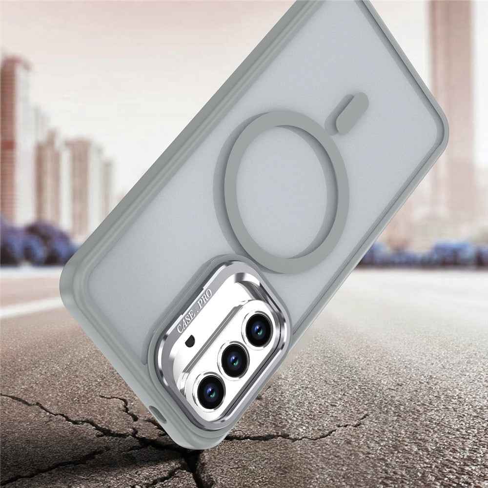 For Samsung Galaxy A57 5G Magnetic Case Foldable Kickstand Matte PC + TPU Phone Cover - Grey