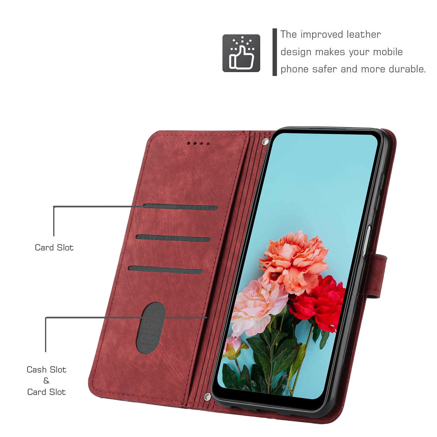 For Xiaomi Redmi Note 15 Pro 4G (Global) Stand Case Imprinted Lines Leather Phone Cover - Red