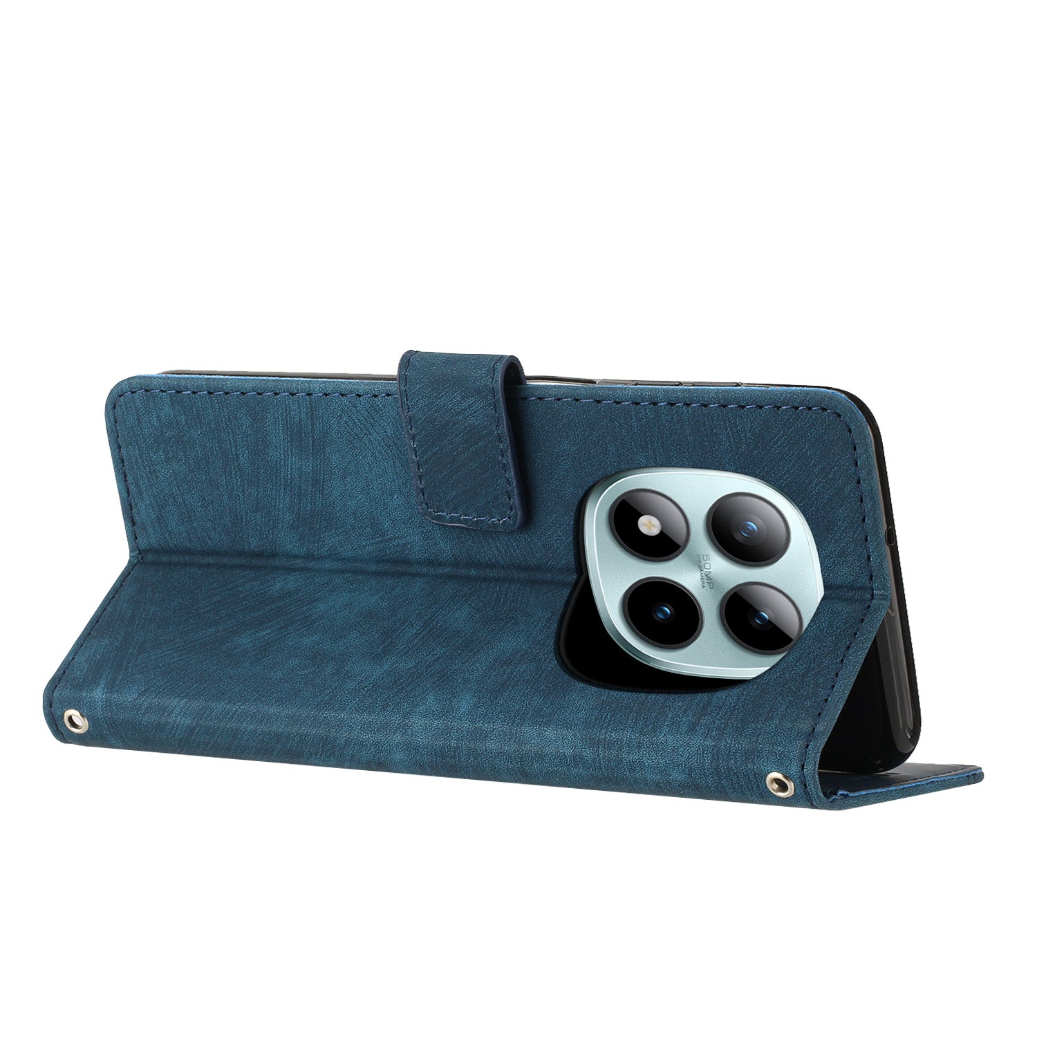 For Xiaomi Redmi Note 15 Pro 4G (Global) Stand Case Imprinted Lines Leather Phone Cover - Sapphire