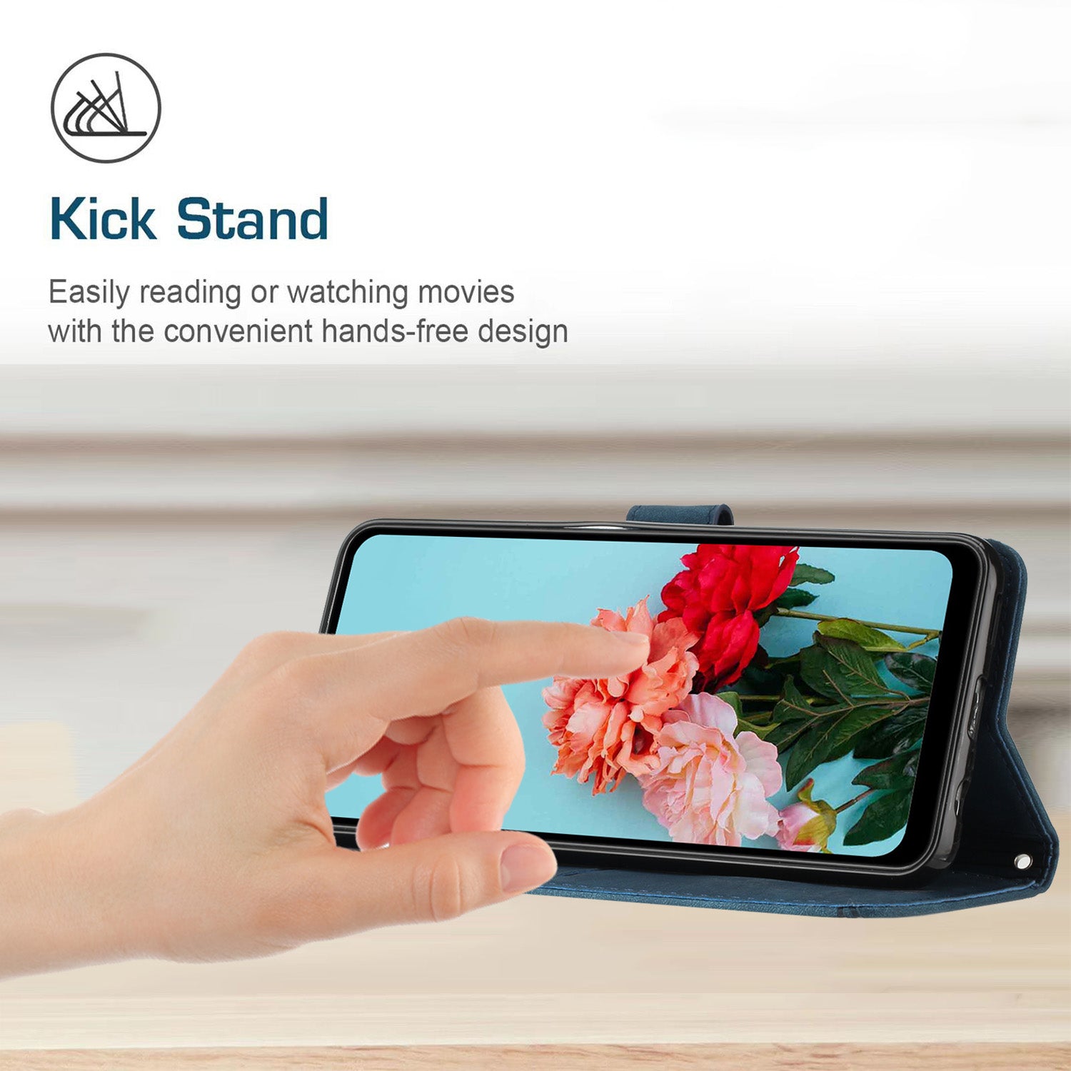For Xiaomi Redmi Note 15 Pro 4G (Global) Stand Case Imprinted Lines Leather Phone Cover - Sapphire
