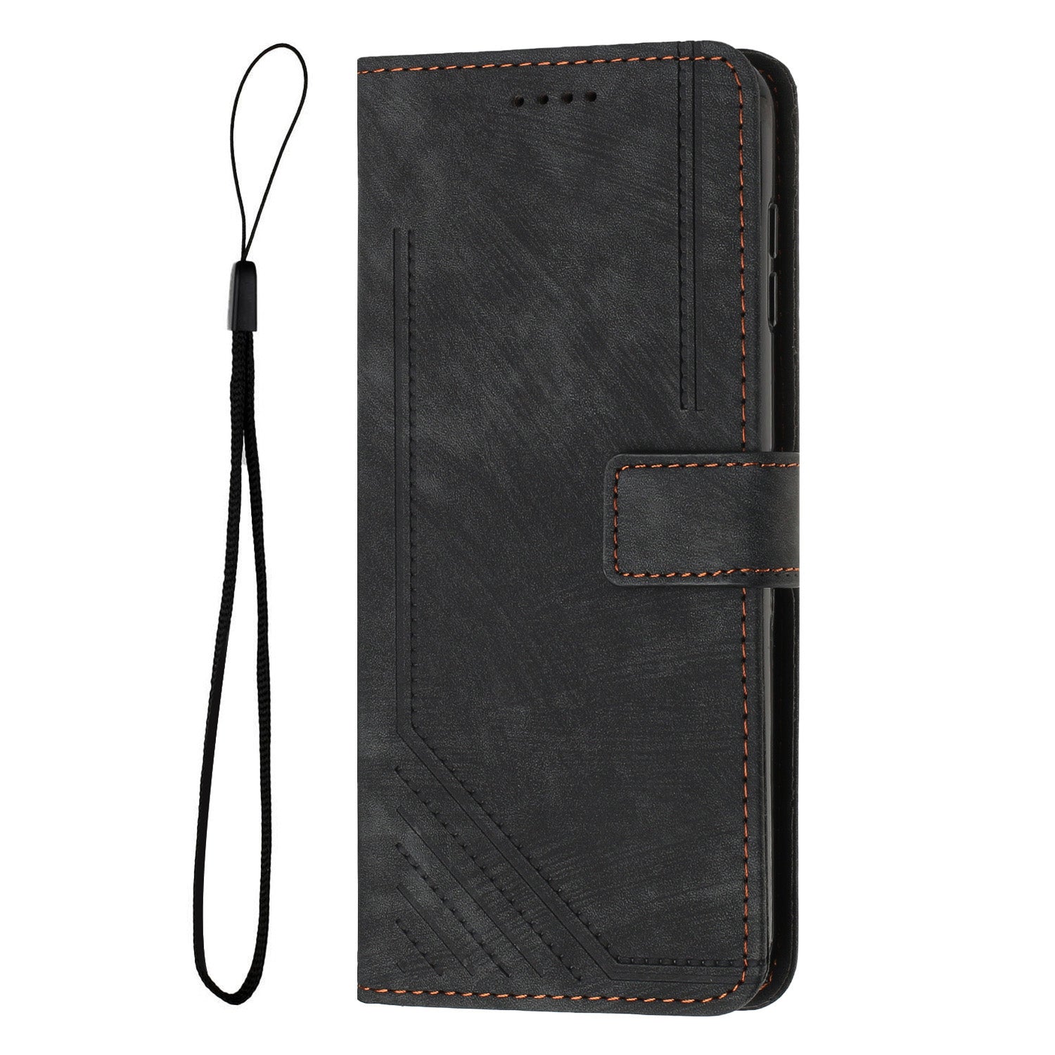 For Xiaomi Redmi Note 15 Pro 4G (Global) Stand Case Imprinted Lines Leather Phone Cover - Black