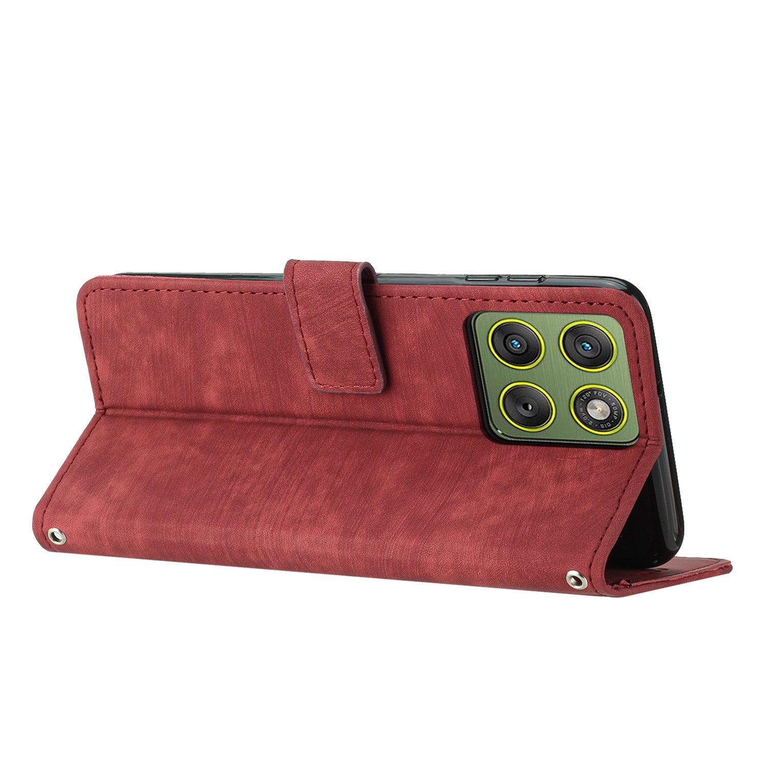 For Motorola Edge 70 5G Stand Case Imprinted Lines Leather Phone Cover - Red