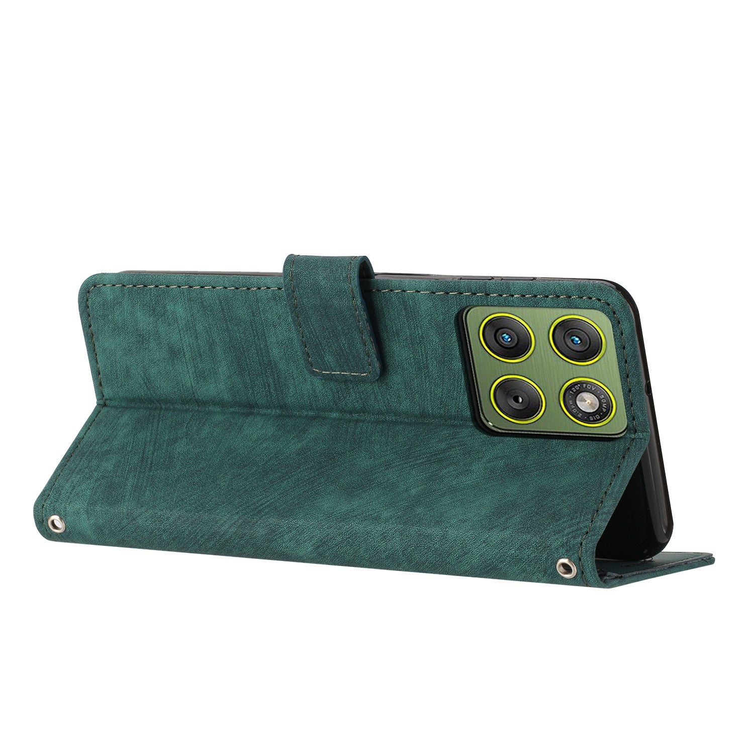 For Motorola Edge 70 5G Stand Case Imprinted Lines Leather Phone Cover - Green