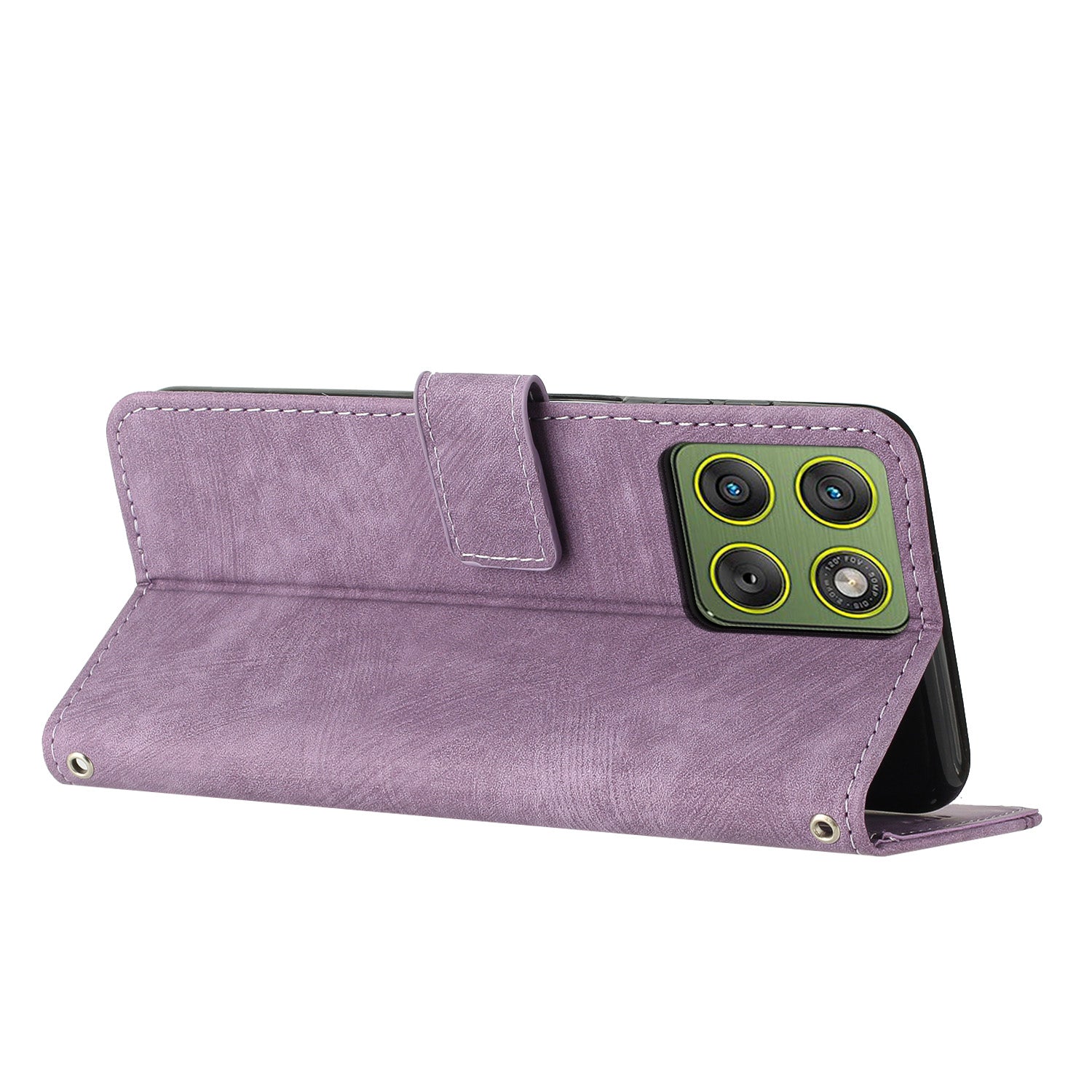 For Motorola Edge 70 5G Stand Case Imprinted Lines Leather Phone Cover - Purple