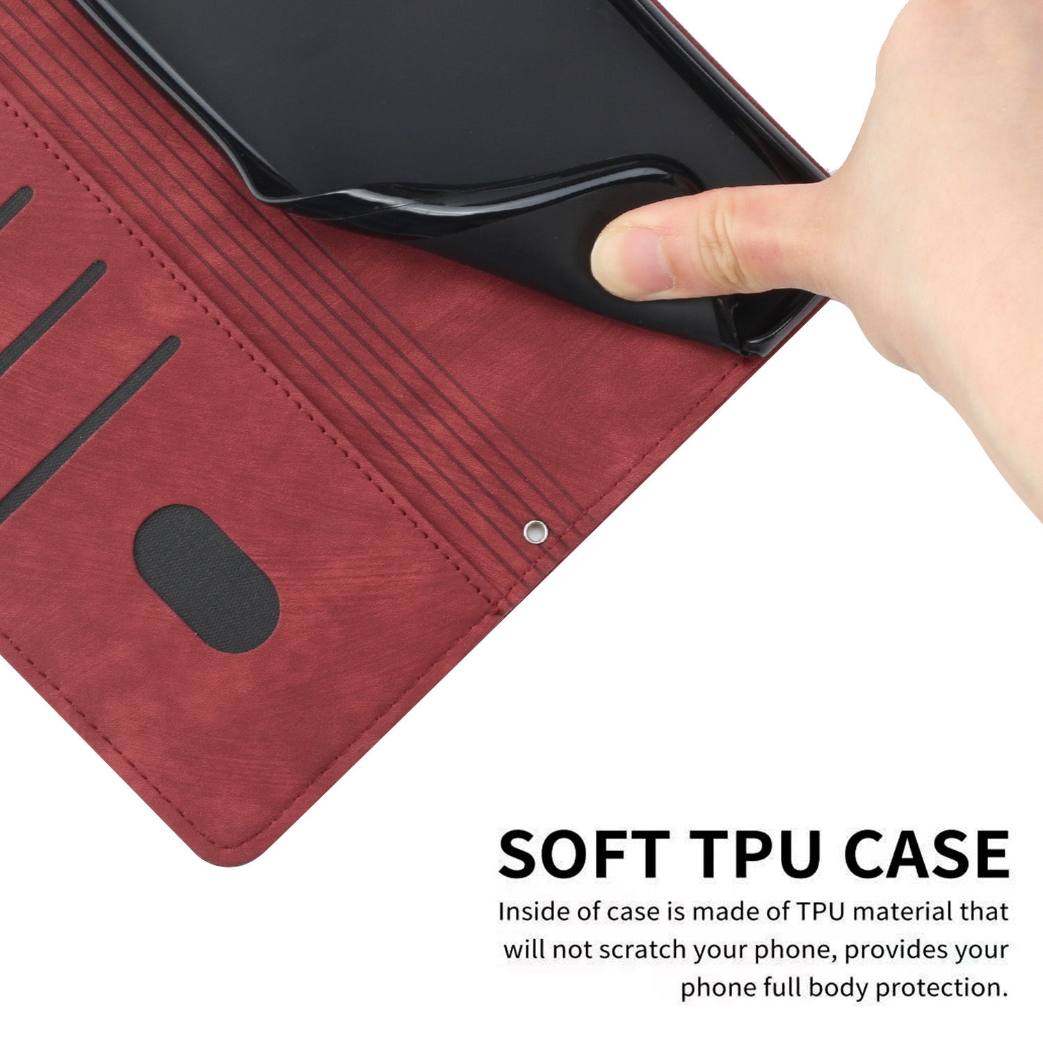 For Motorola Moto G57 Power 5G / Motorola Moto G57 5G / Motorola Moto G100 5G (2025) / Motorola Moto G67 Power 5G Stand Case Imprinted Lines Leather Phone Cover - Red