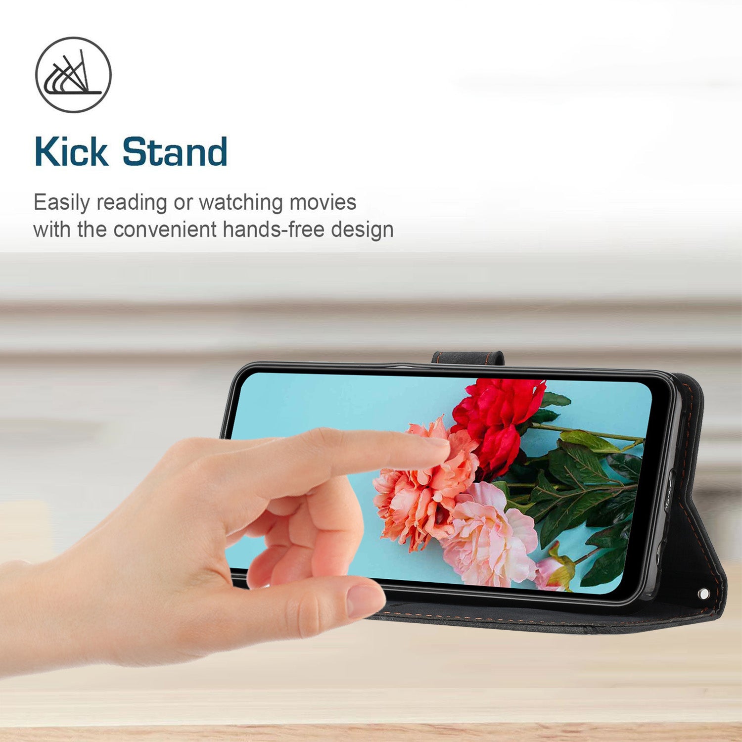For Motorola Moto G57 Power 5G / Motorola Moto G57 5G / Motorola Moto G100 5G (2025) / Motorola Moto G67 Power 5G Stand Case Imprinted Lines Leather Phone Cover - Black