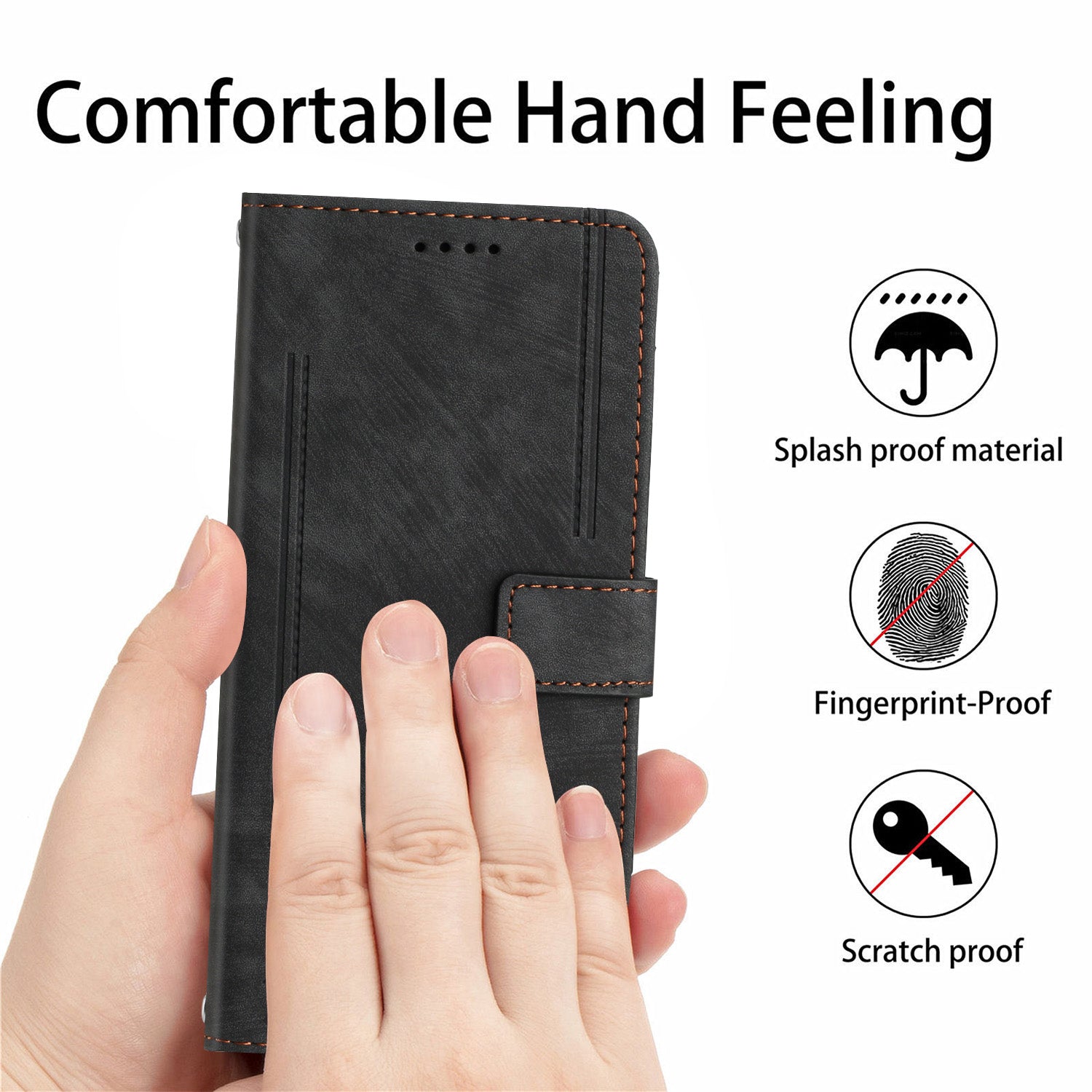 For Motorola Moto G57 Power 5G / Motorola Moto G57 5G / Motorola Moto G100 5G (2025) / Motorola Moto G67 Power 5G Stand Case Imprinted Lines Leather Phone Cover - Black