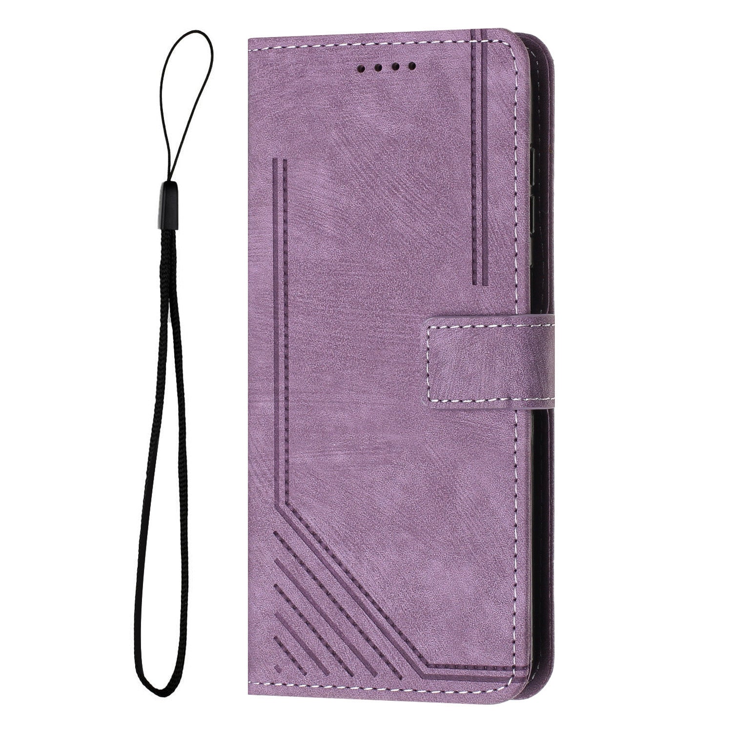 For Motorola Moto G57 Power 5G / Motorola Moto G57 5G / Motorola Moto G100 5G (2025) / Motorola Moto G67 Power 5G Stand Case Imprinted Lines Leather Phone Cover - Purple