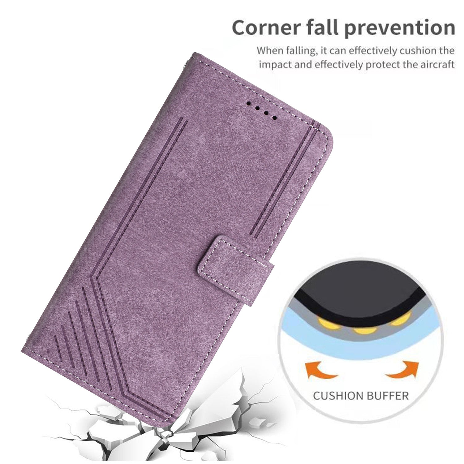 For Motorola Moto G57 Power 5G / Motorola Moto G57 5G / Motorola Moto G100 5G (2025) / Motorola Moto G67 Power 5G Stand Case Imprinted Lines Leather Phone Cover - Purple