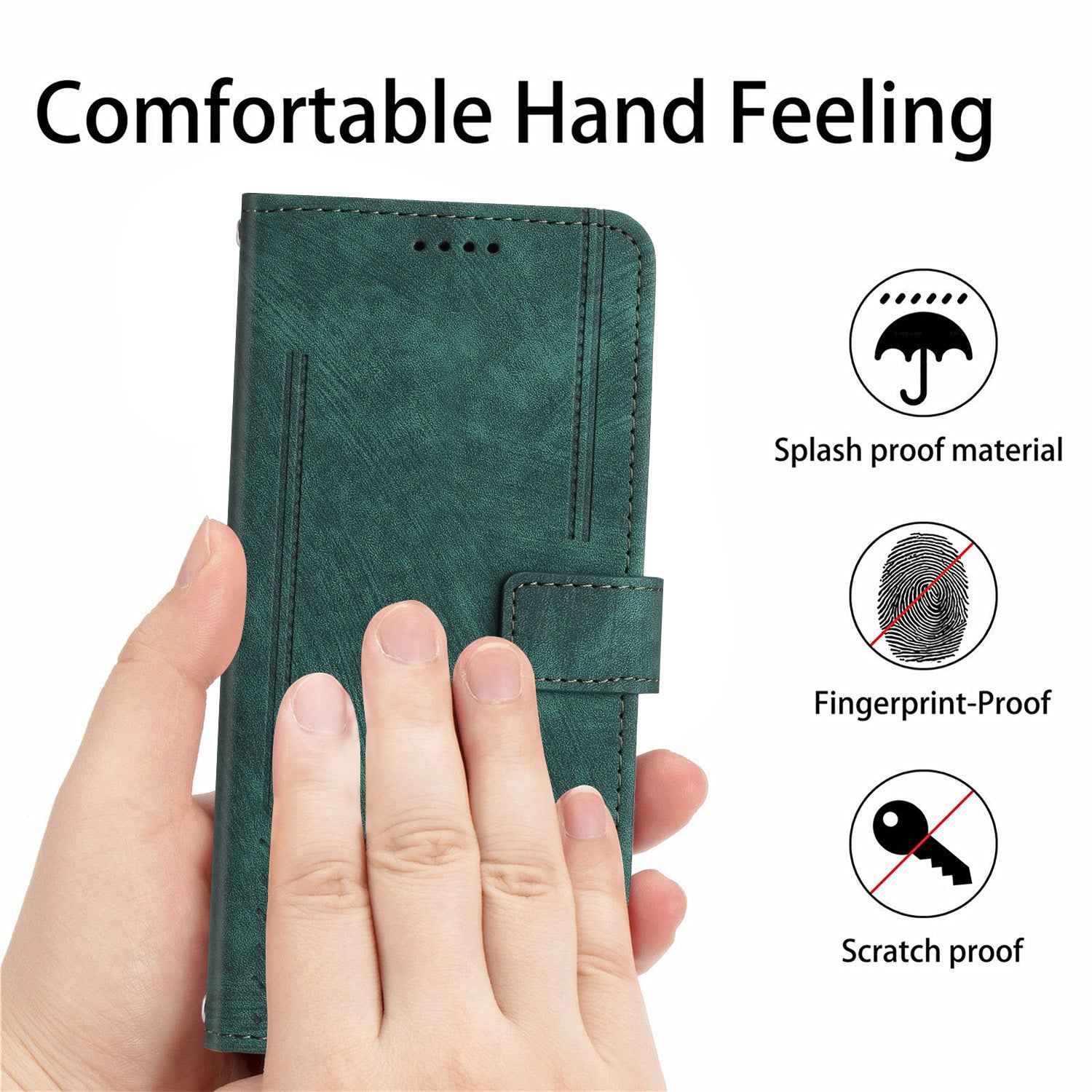For Samsung Galaxy A57 5G Stand Case Imprinted Lines Leather Phone Cover - Green