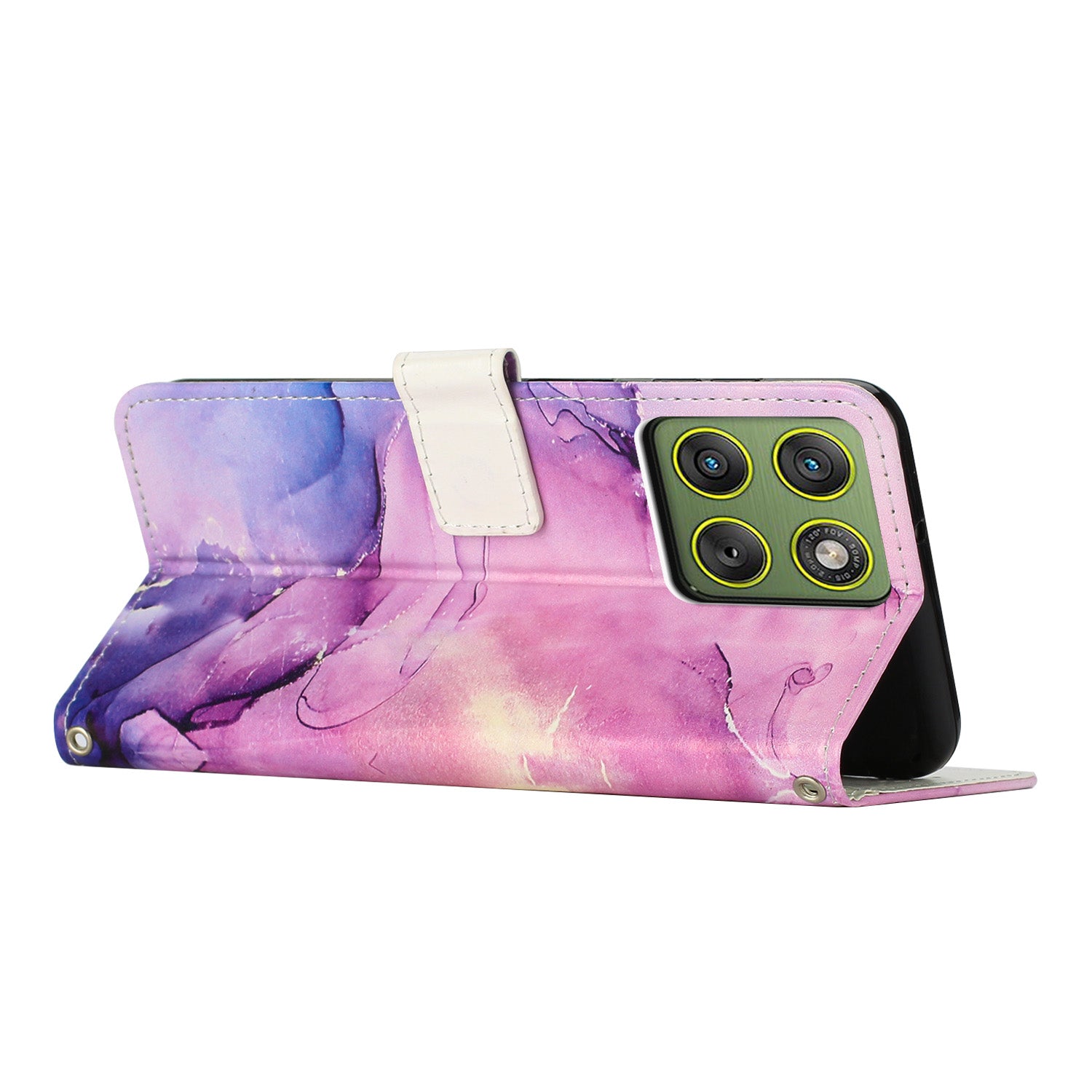 For Motorola Edge 70 5G Stand Case Marble Pattern PU Leather Wallet Phone Cover - Purple