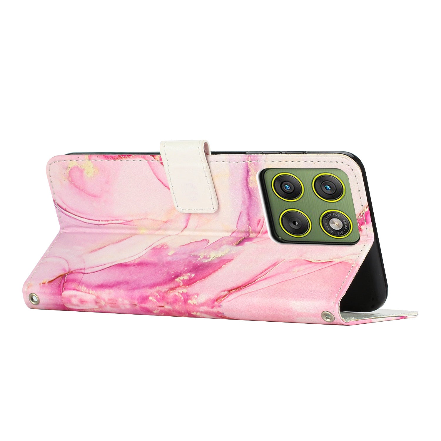 For Motorola Edge 70 5G Stand Case Marble Pattern PU Leather Wallet Phone Cover - Rose Gold