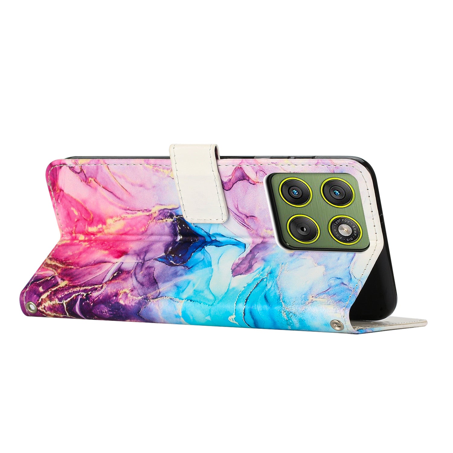 For Motorola Edge 70 5G Stand Case Marble Pattern PU Leather Wallet Phone Cover - Pink / Purple