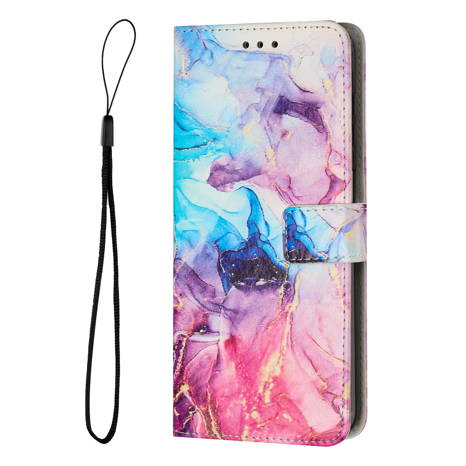 For Motorola Edge 70 5G Stand Case Marble Pattern PU Leather Wallet Phone Cover - Pink / Purple