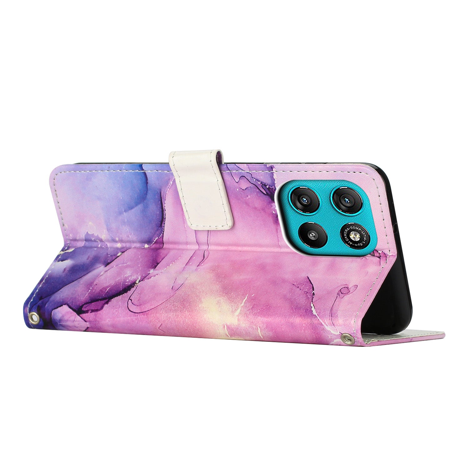 For Motorola Moto G57 Power 5G / Motorola Moto G57 5G / Motorola Moto G100 5G (2025) / Motorola Moto G67 Power 5G Stand Case Marble Pattern PU Leather Wallet Phone Cover - Purple