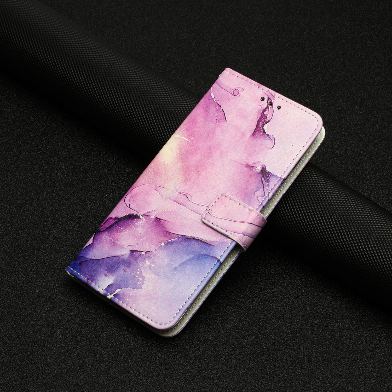 For Motorola Moto G57 Power 5G / Motorola Moto G57 5G / Motorola Moto G100 5G (2025) / Motorola Moto G67 Power 5G Stand Case Marble Pattern PU Leather Wallet Phone Cover - Purple